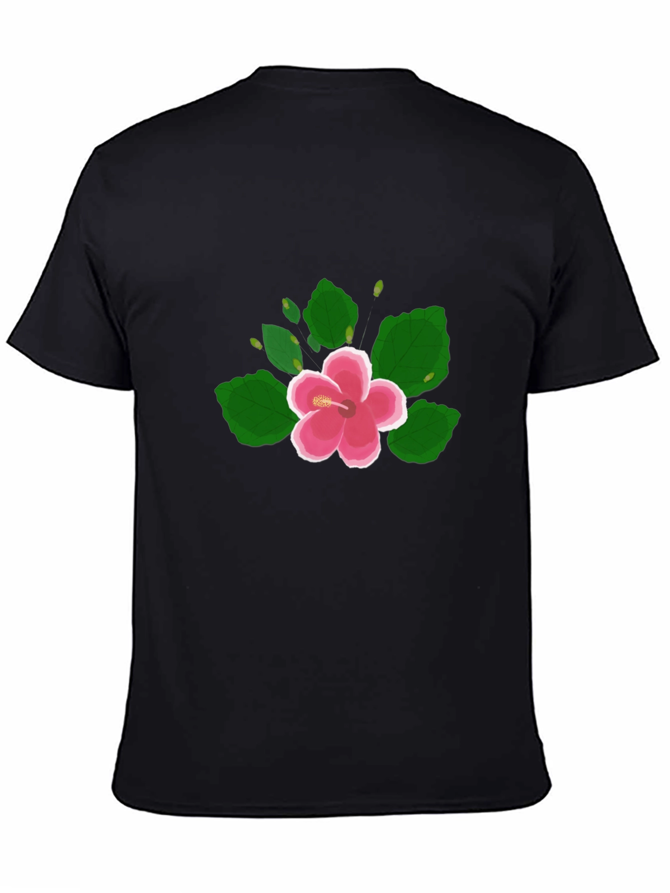 Hibiscus Flower Graphic Black T-Shirt