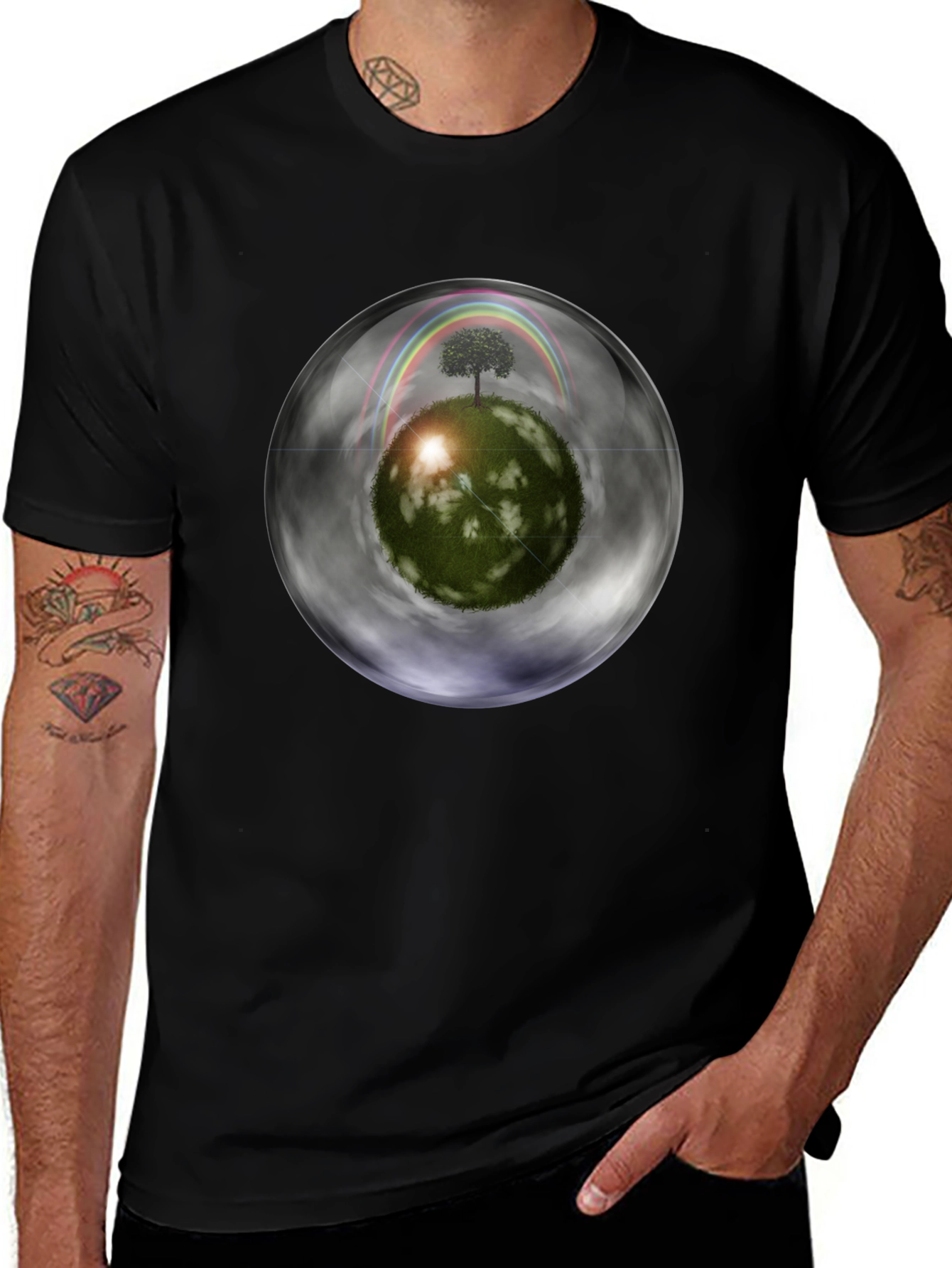 Magical Orb Graphic Tee - Black Cotton Shirt