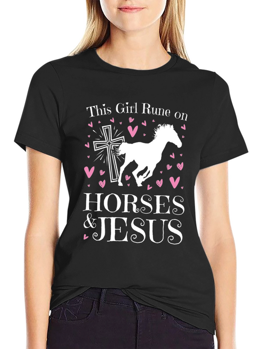 This Girl Runs on Horses & Jesus Black T-Shirt
