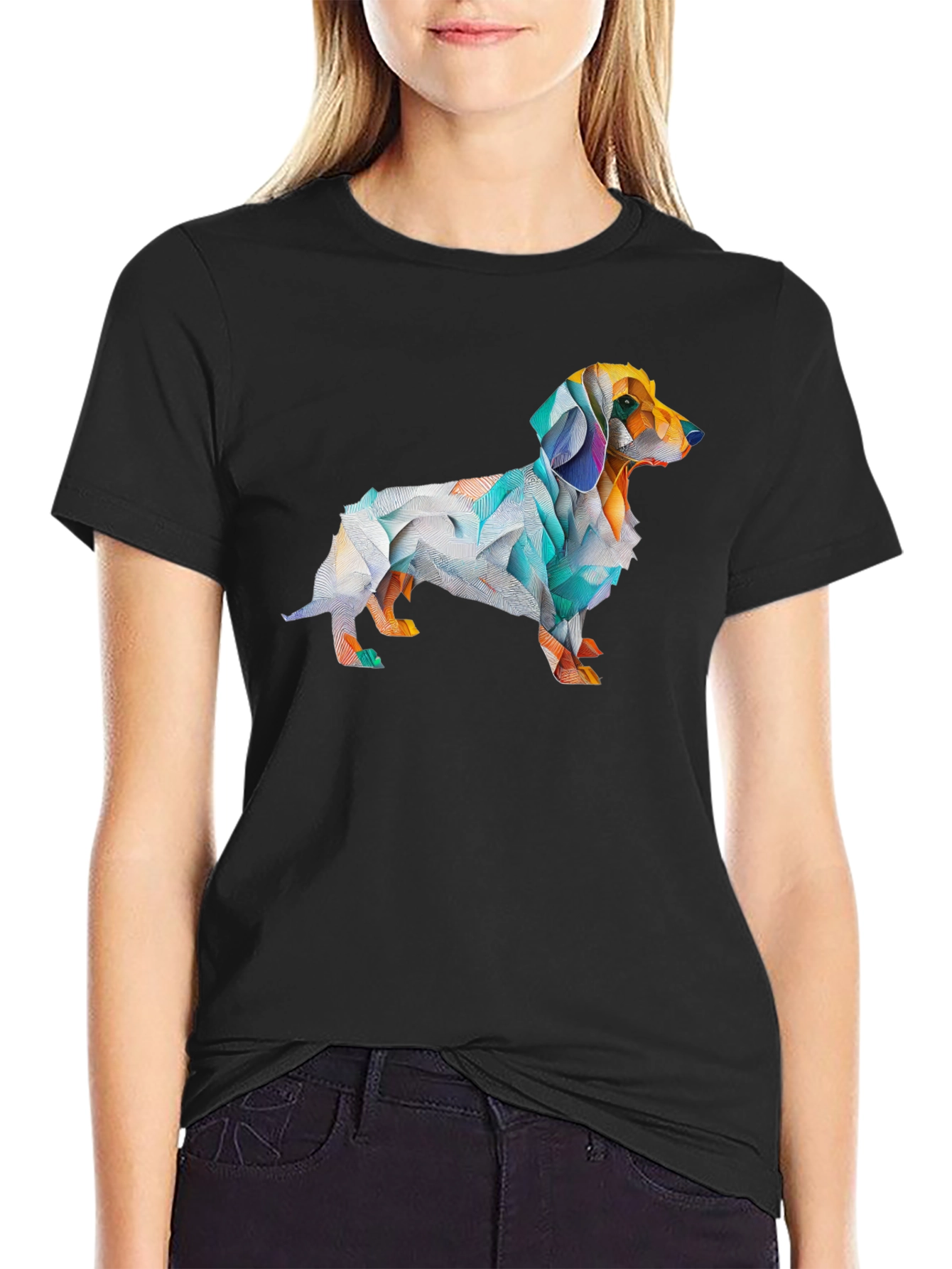 Geometric Dachshund Graphic T-Shirt