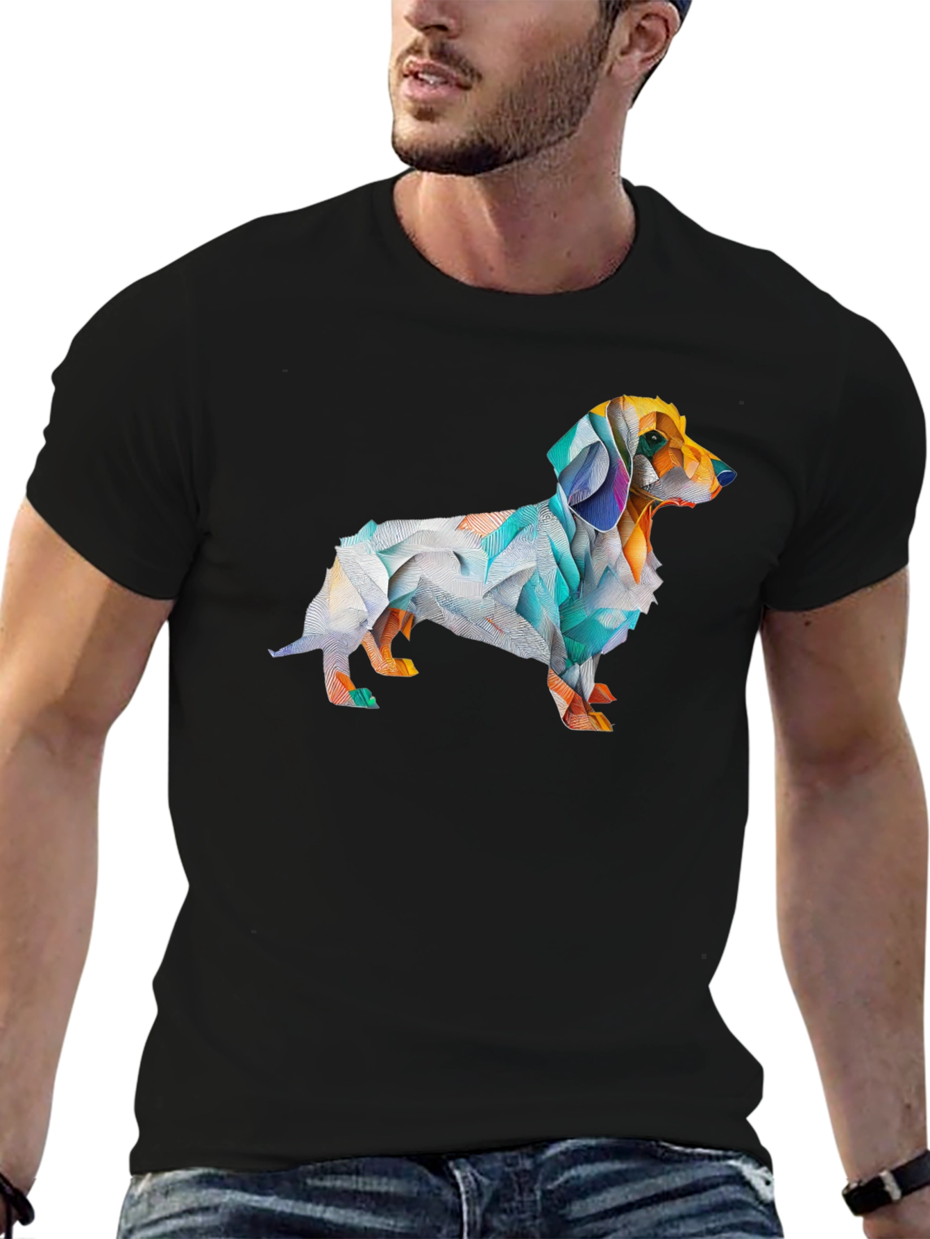 Geometric Dachshund Graphic T-Shirt