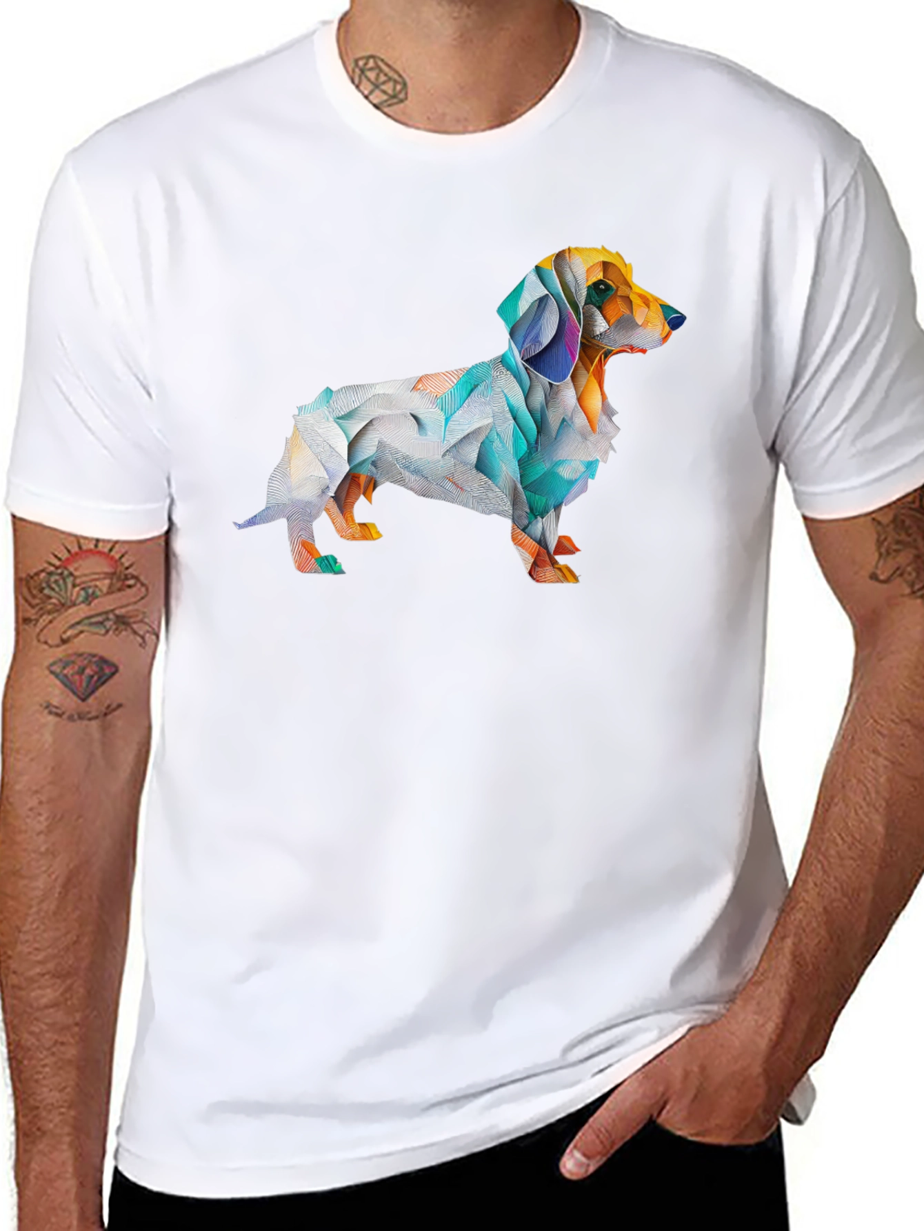 Geometric Dachshund Graphic T-Shirt