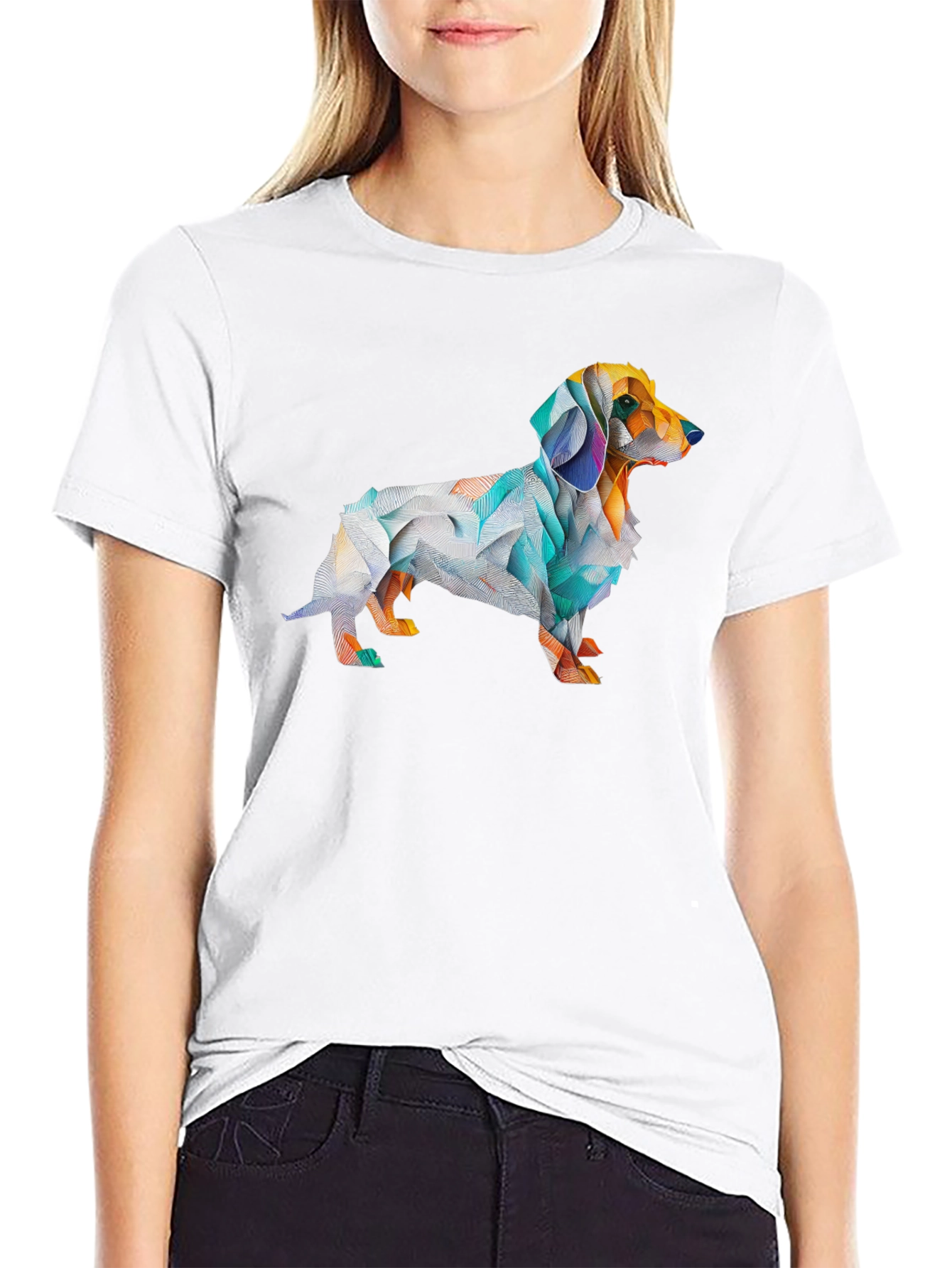 Geometric Dachshund Graphic T-Shirt