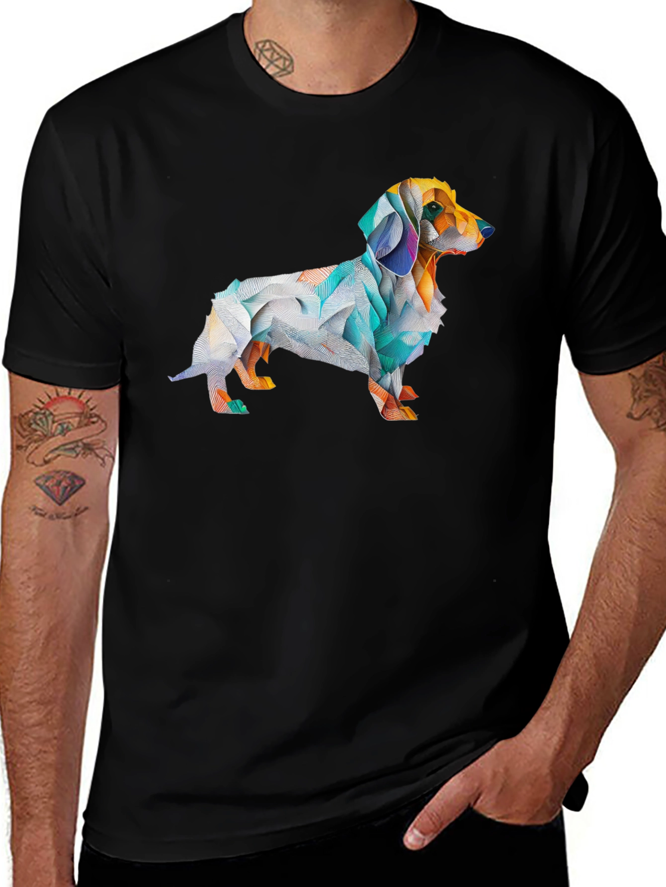 Geometric Dachshund Graphic T-Shirt