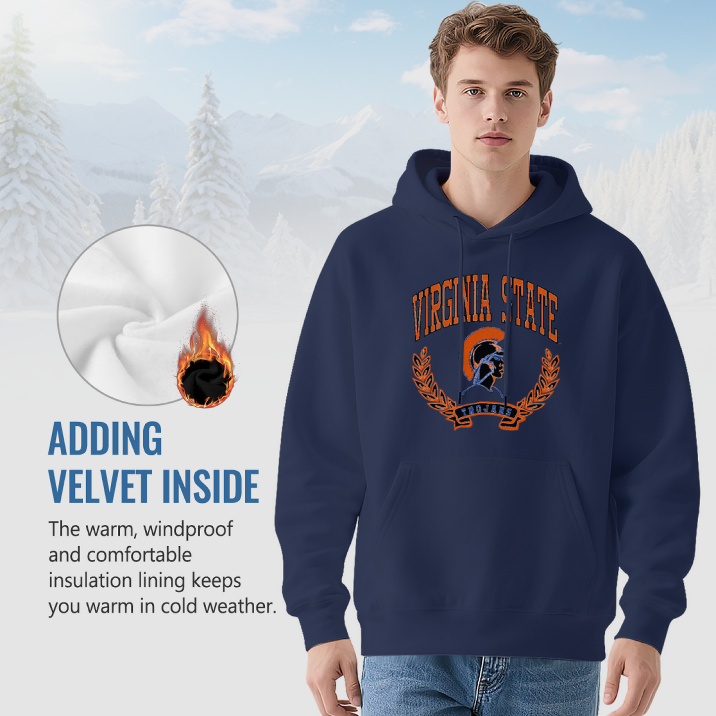 Virginia State Trojan College Spirit Men's Hoodie, Durable Comfort School Pullover