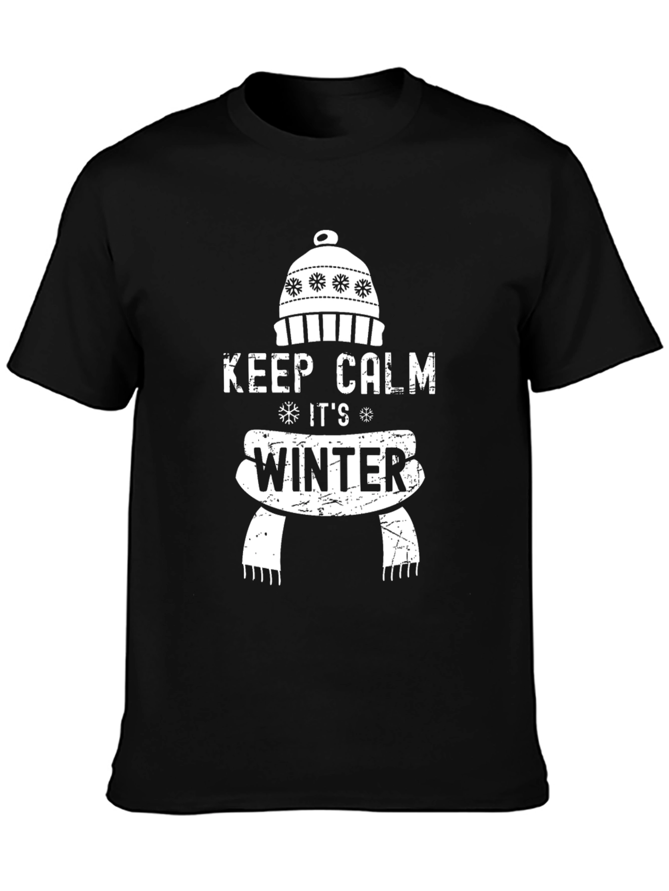 Keep Calm Its Winter Black Graphic T-Shirt