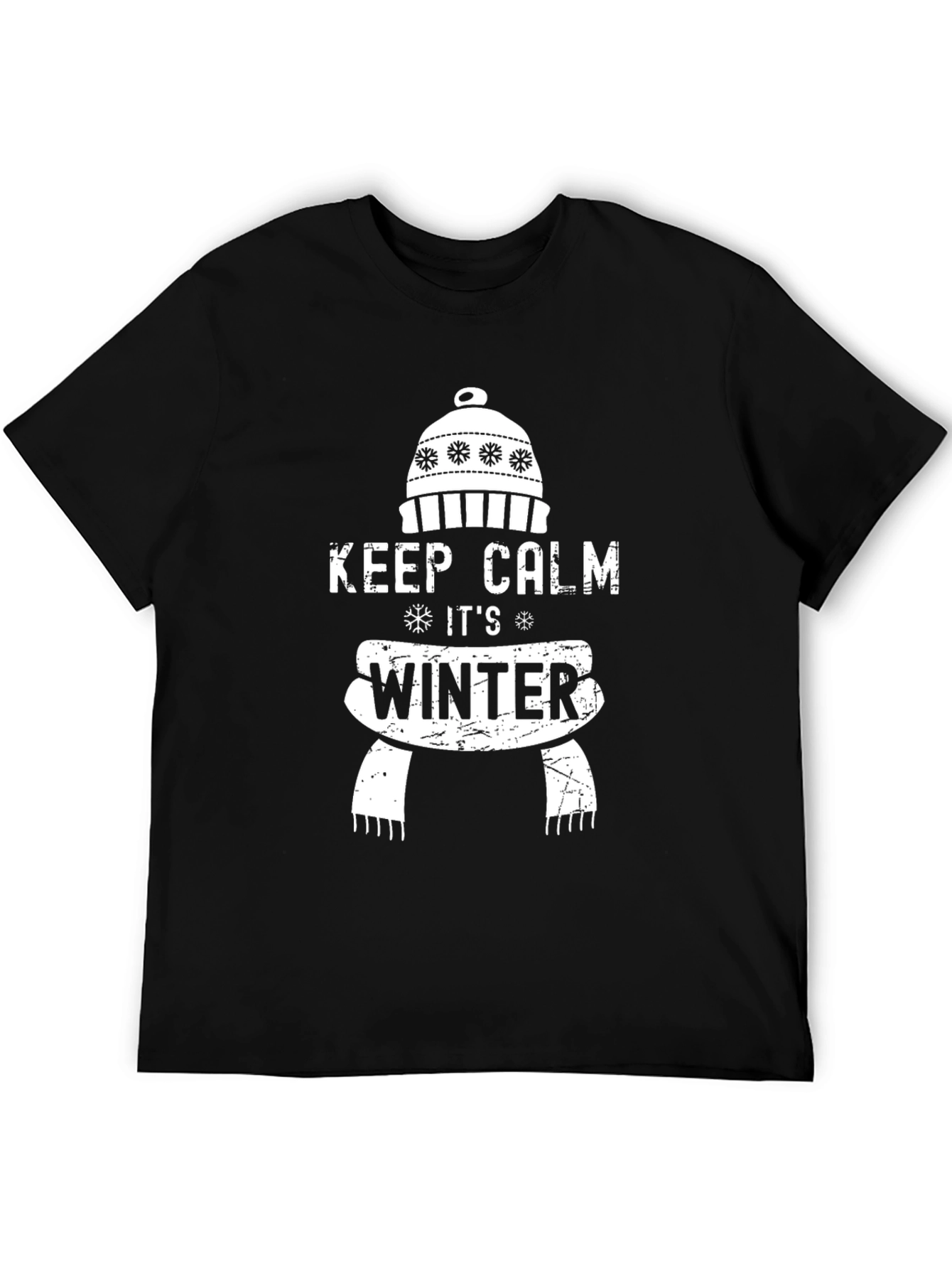 Keep Calm Its Winter Black Graphic T-Shirt