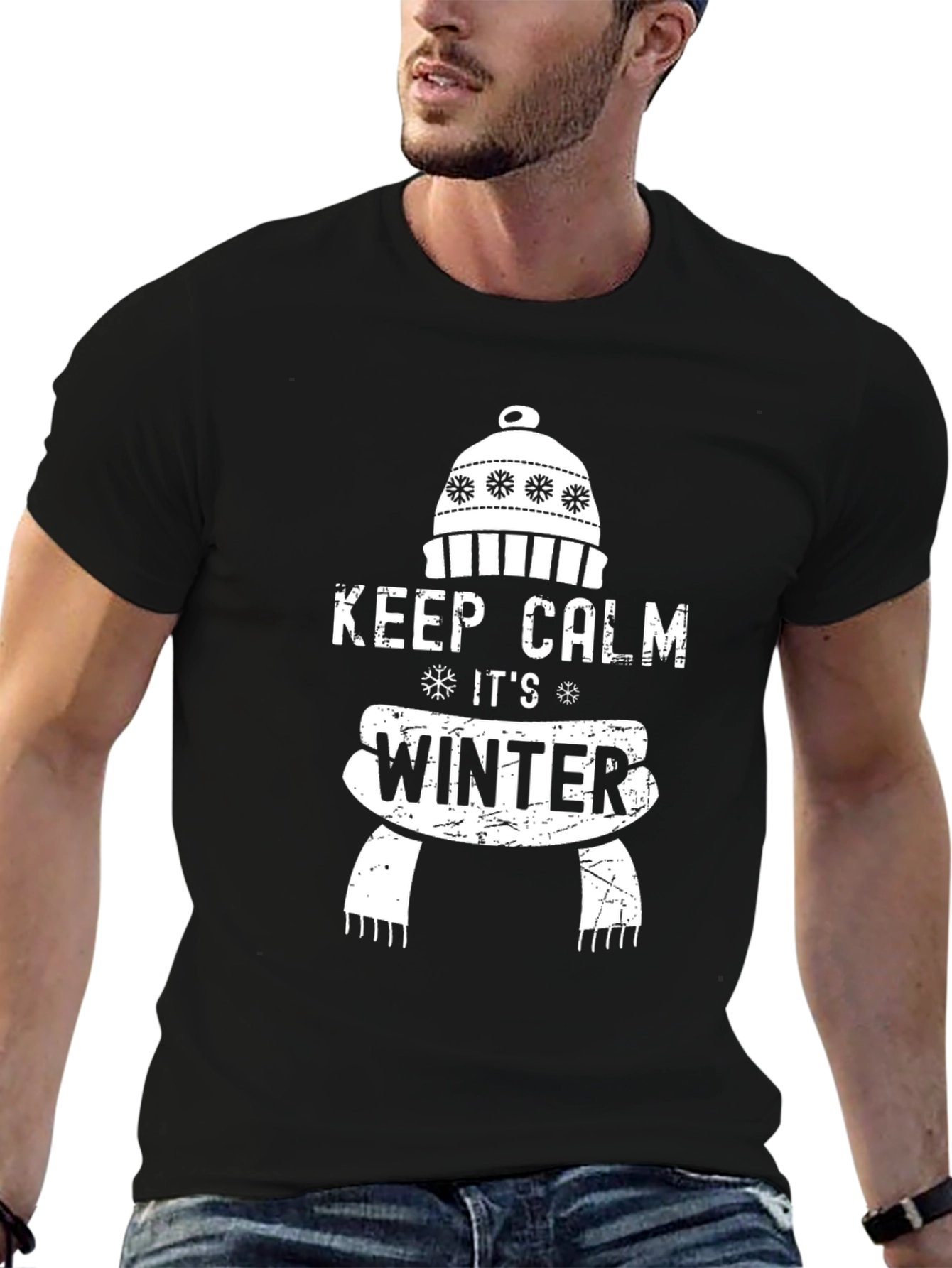 Keep Calm Its Winter Black Graphic T-Shirt