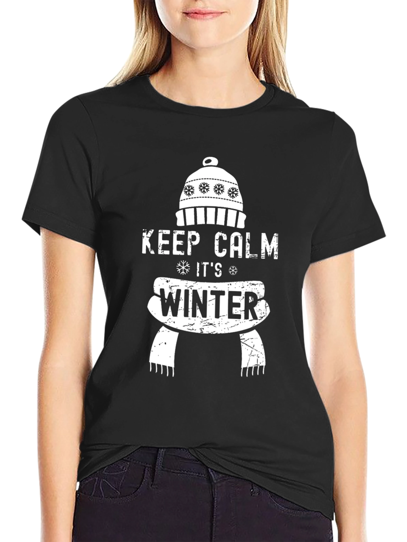 Keep Calm Its Winter Black Graphic T-Shirt