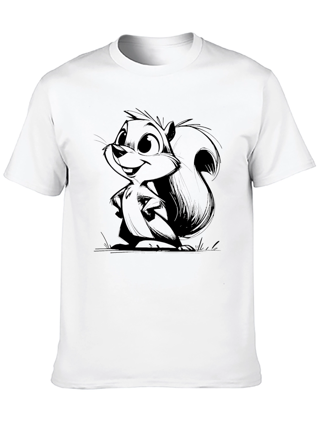 Cartoon Squirrel Graphic Black Tee
