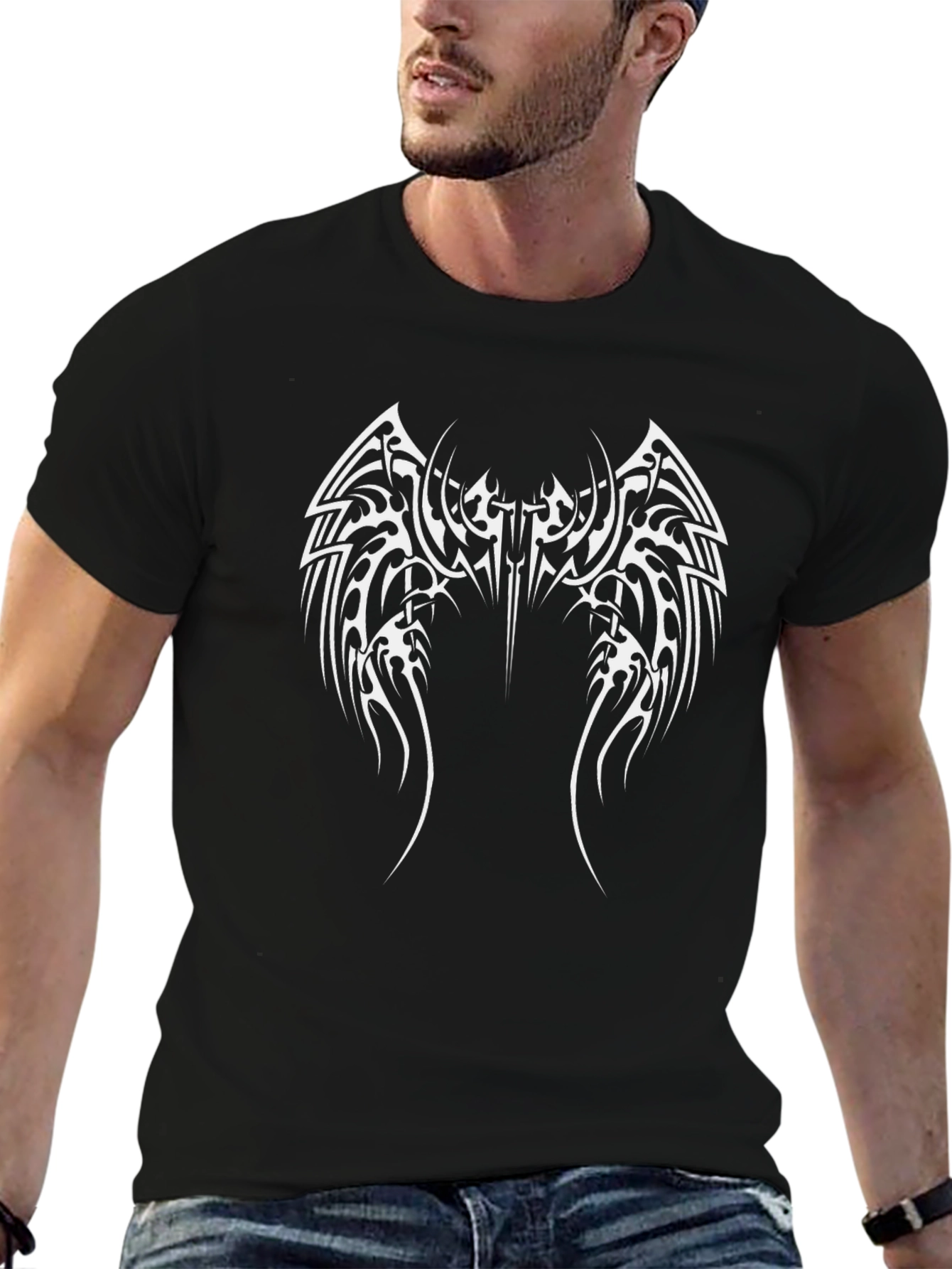 Tribal Wing Graphic Black T-Shirt