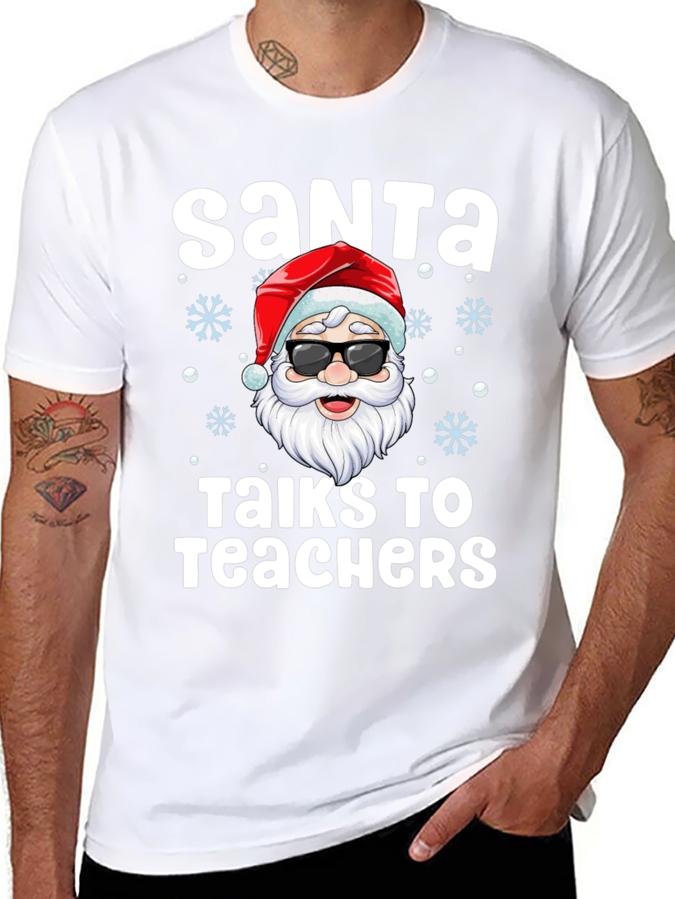 Santa Talks to Teachers Graphic T-Shirt