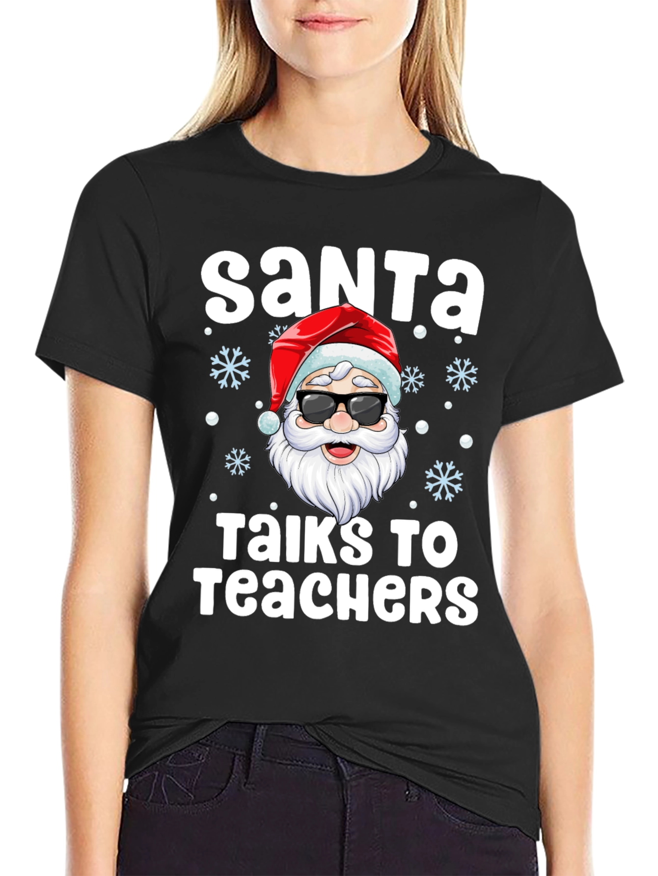 Santa Talks to Teachers Graphic T-Shirt
