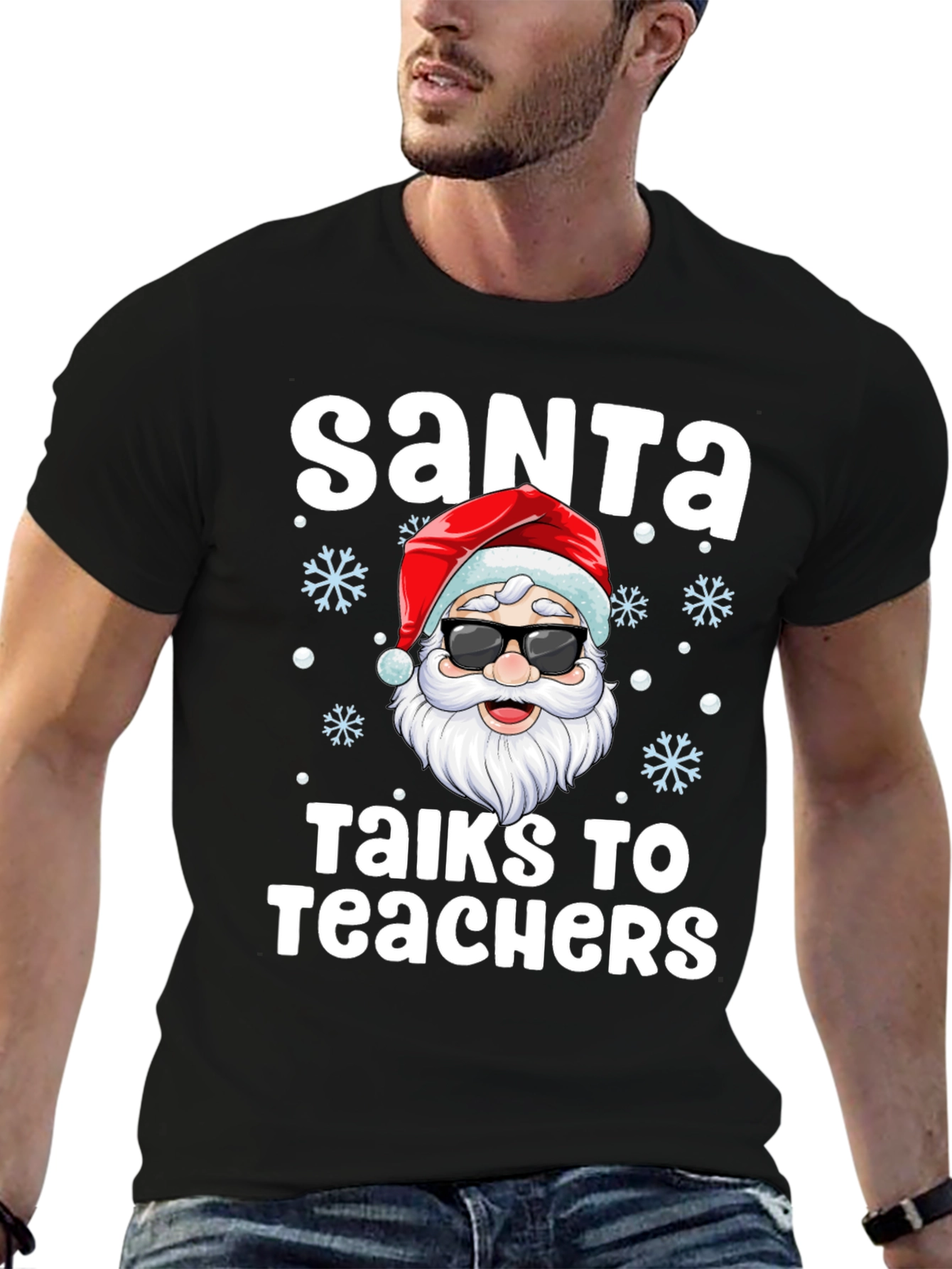 Santa Talks to Teachers Graphic T-Shirt