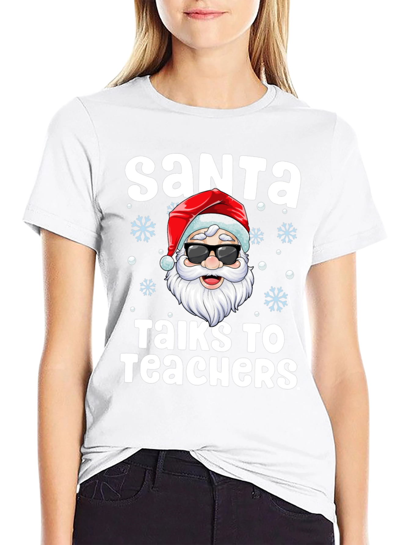 Santa Talks to Teachers Graphic T-Shirt