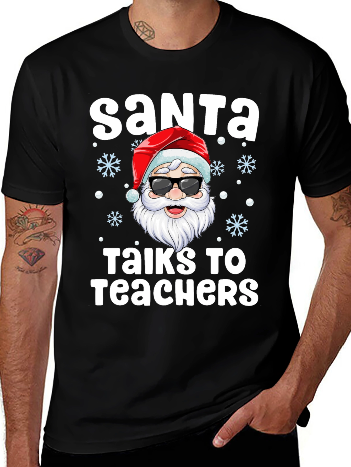 Santa Talks to Teachers Graphic T-Shirt