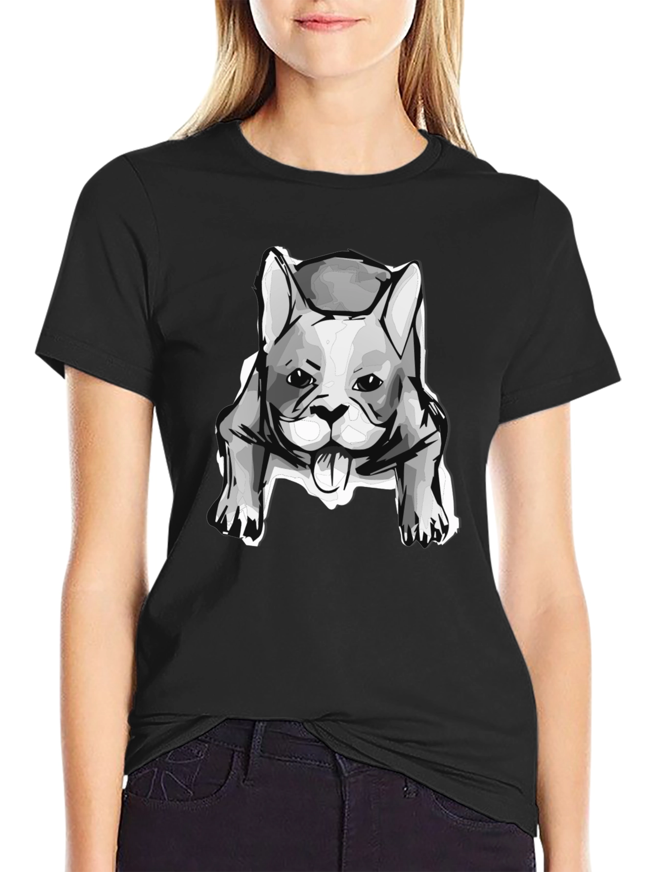 Dog Graphic T-Shirt - Black