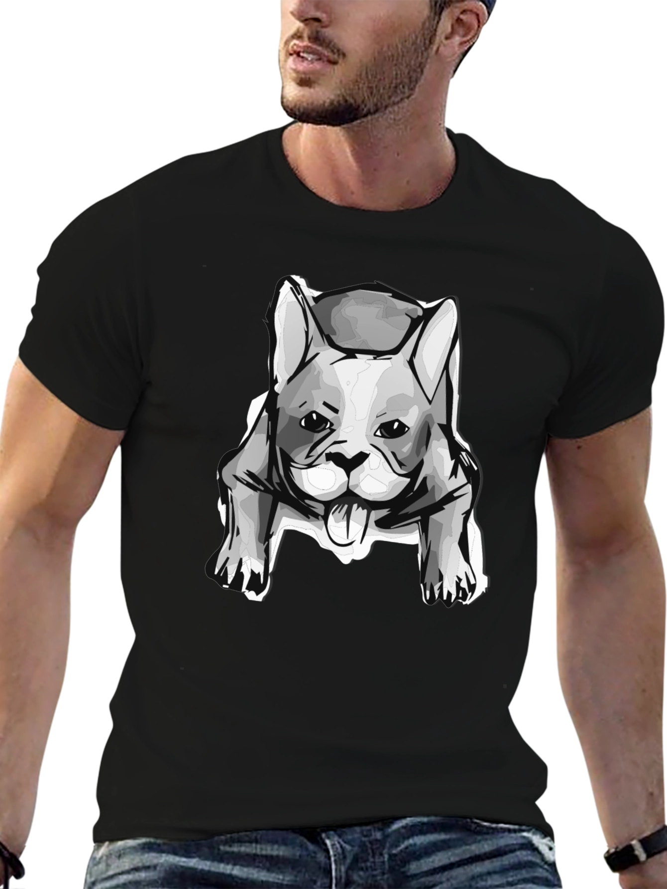 Dog Graphic T-Shirt - Black