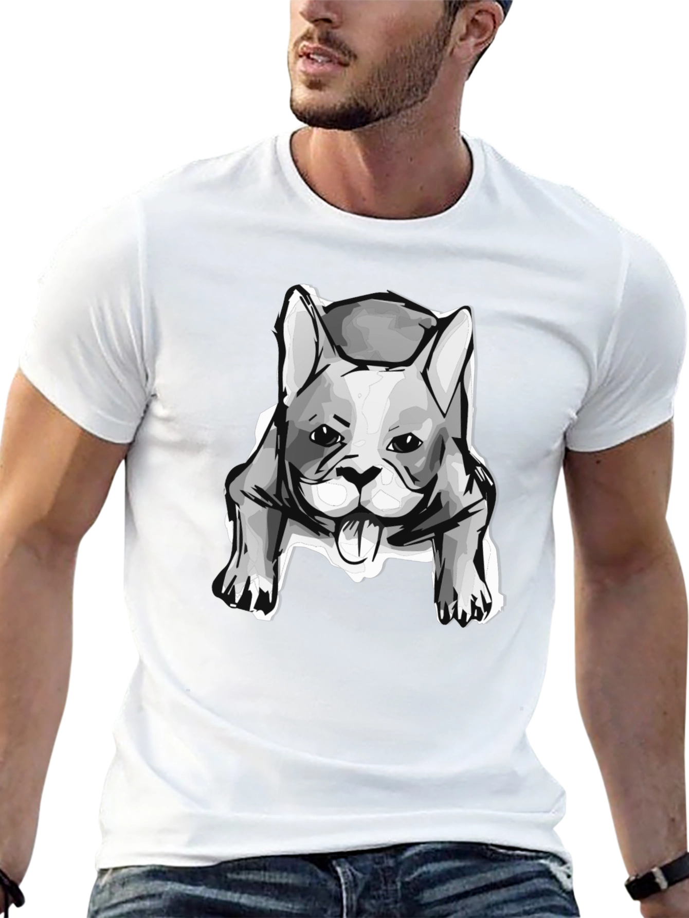 Dog Graphic T-Shirt - Black
