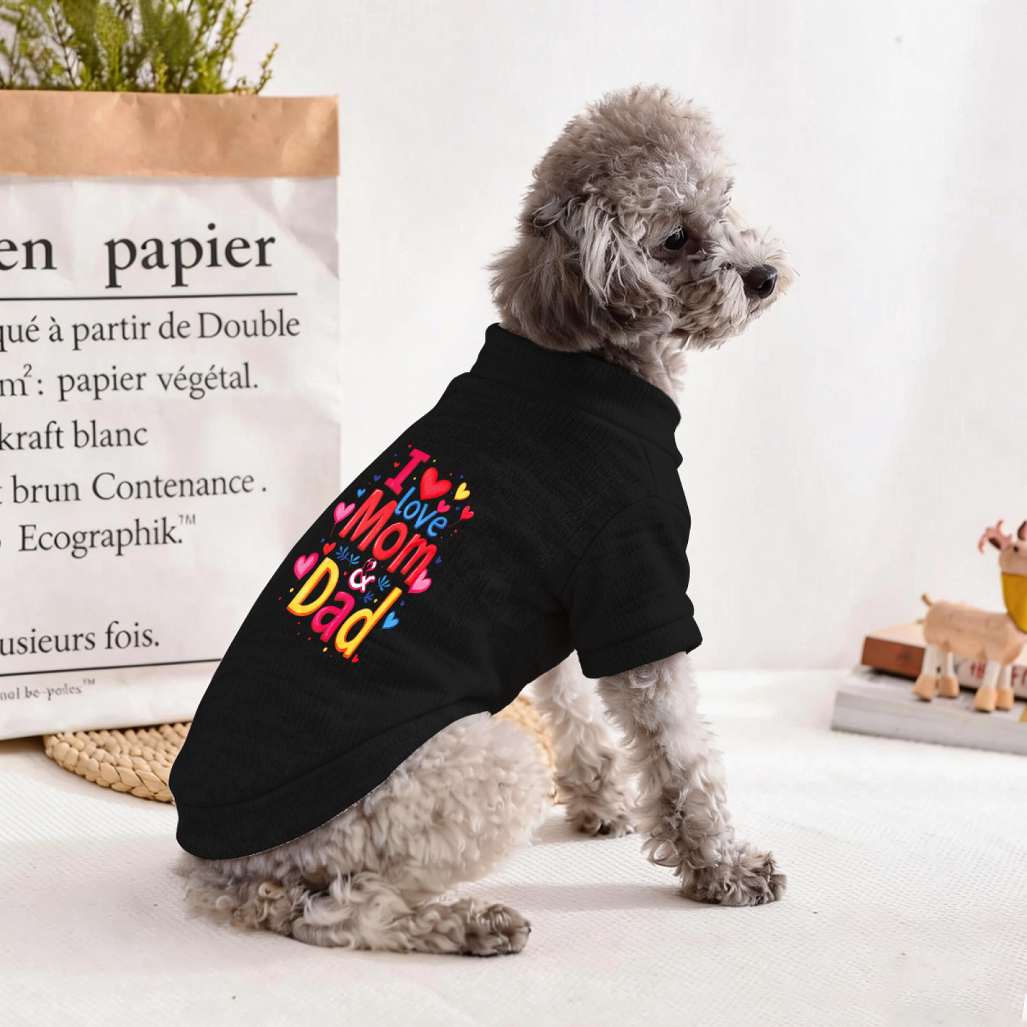 I Love Mom & Dad Vibrant Heart Family Black Pet Sweater
