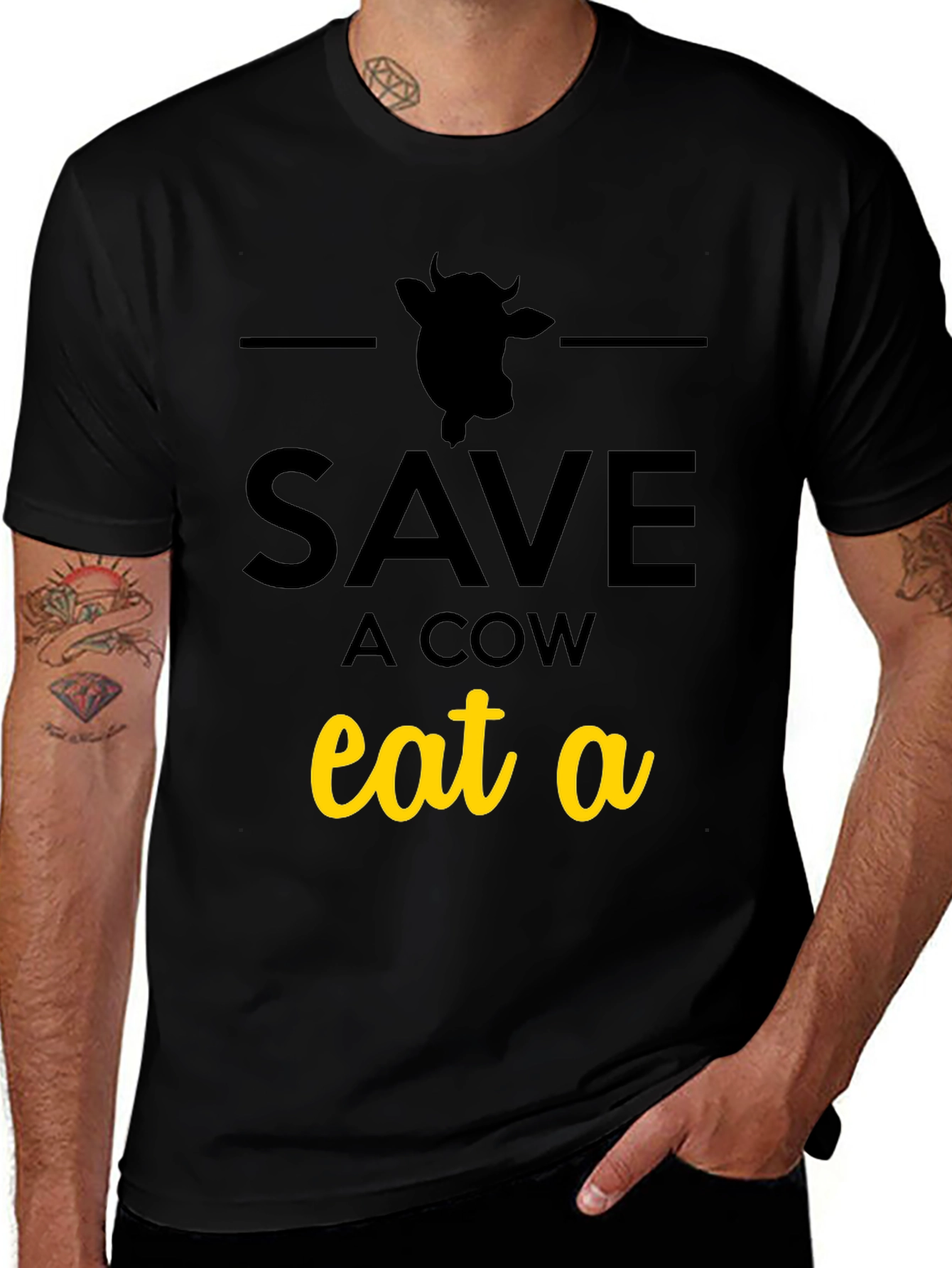 Save a Cow Eat a... T-Shirt - Black