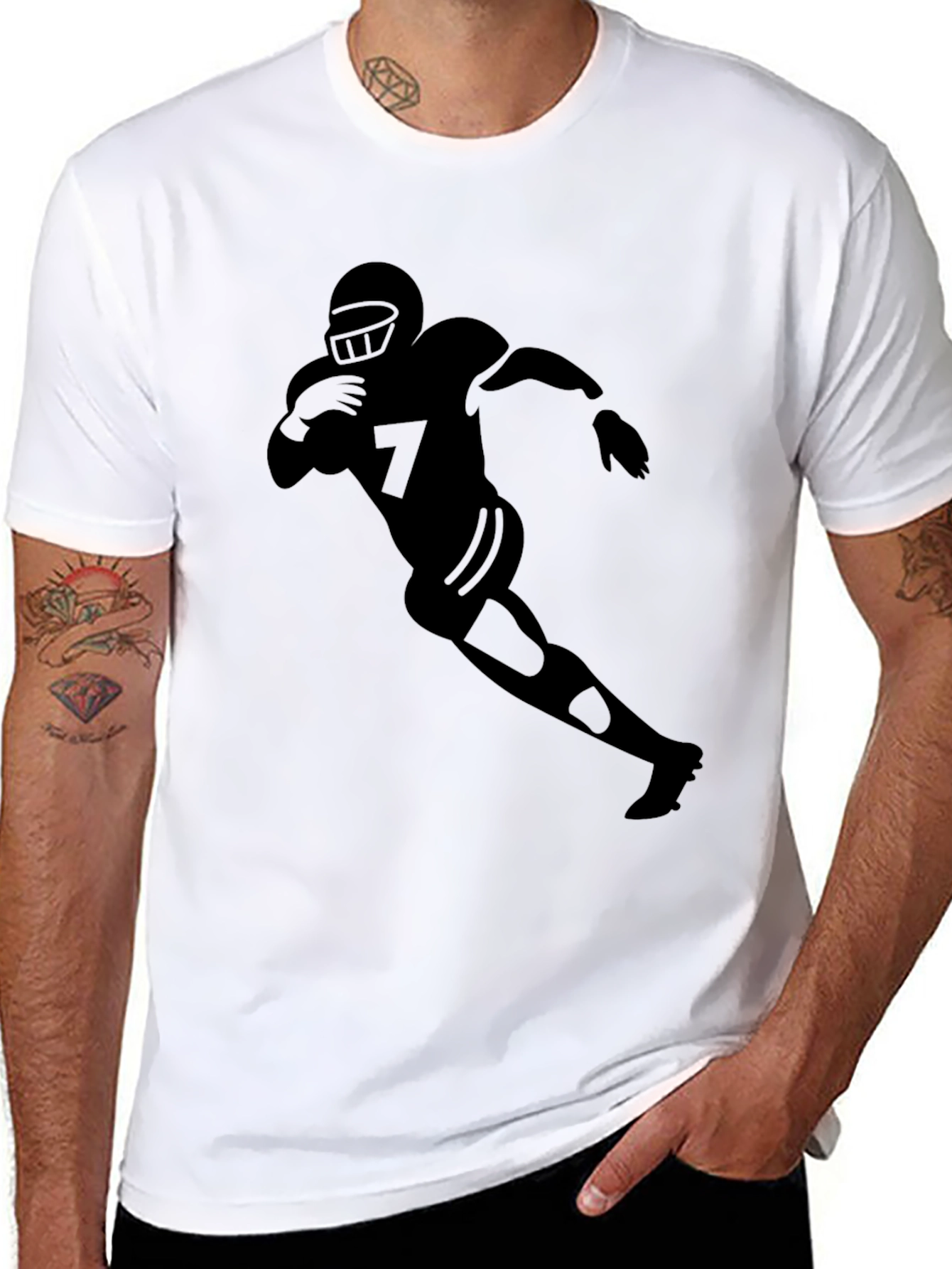 Football Player Number 7 Black T-Shirt