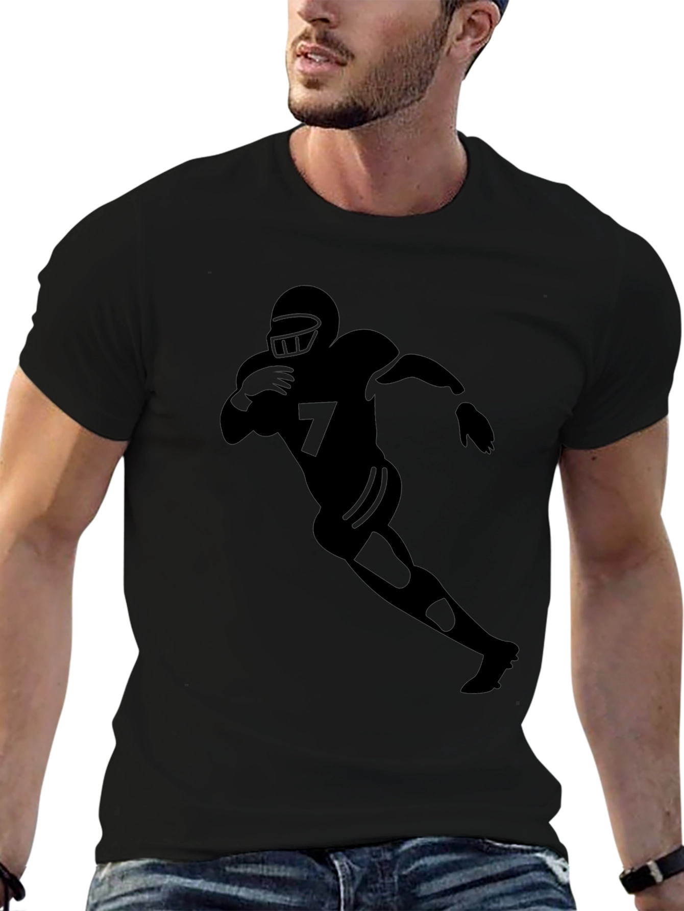 Football Player Number 7 Black T-Shirt