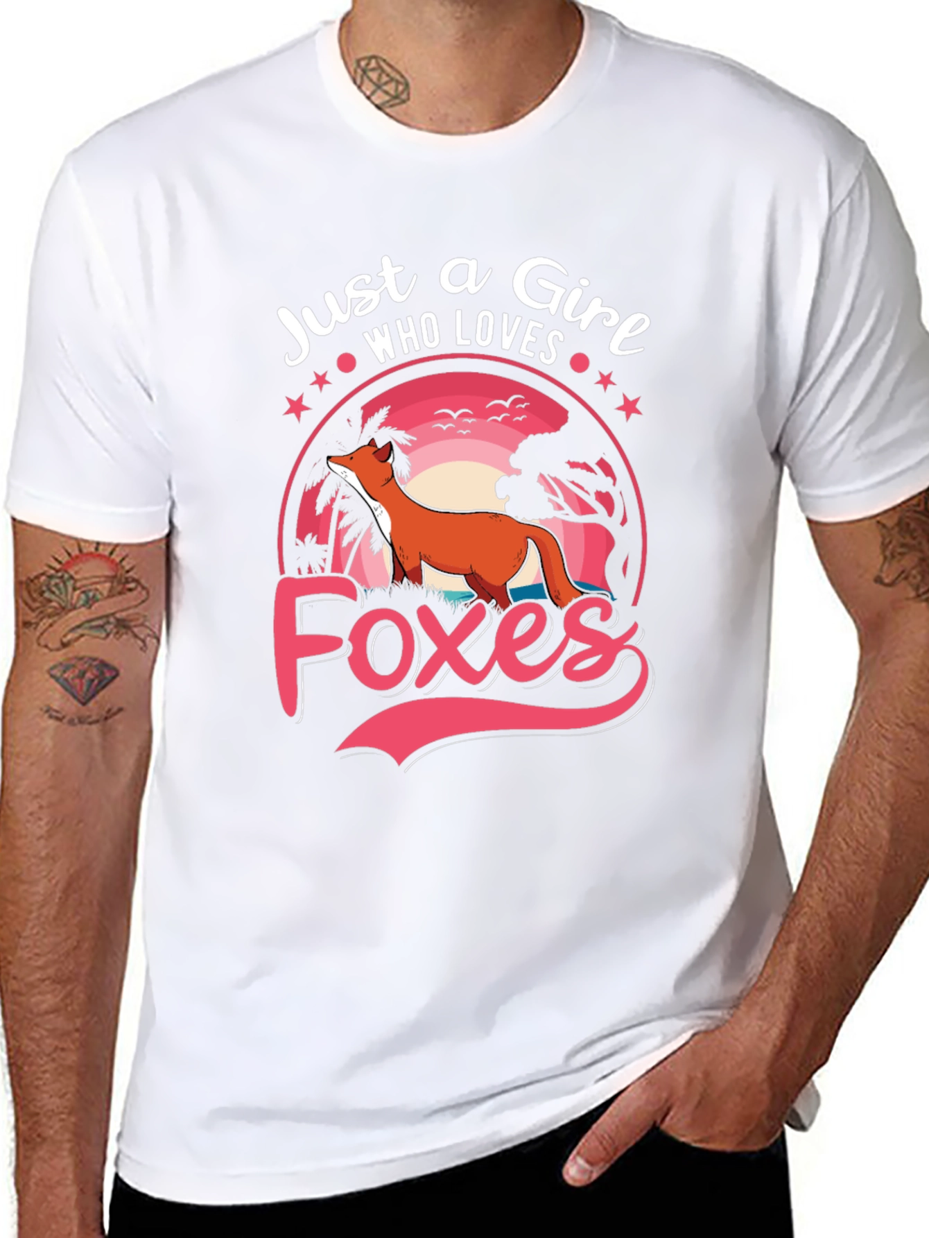 Just a Girl Who Loves Foxes Black Graphic T-Shirt
