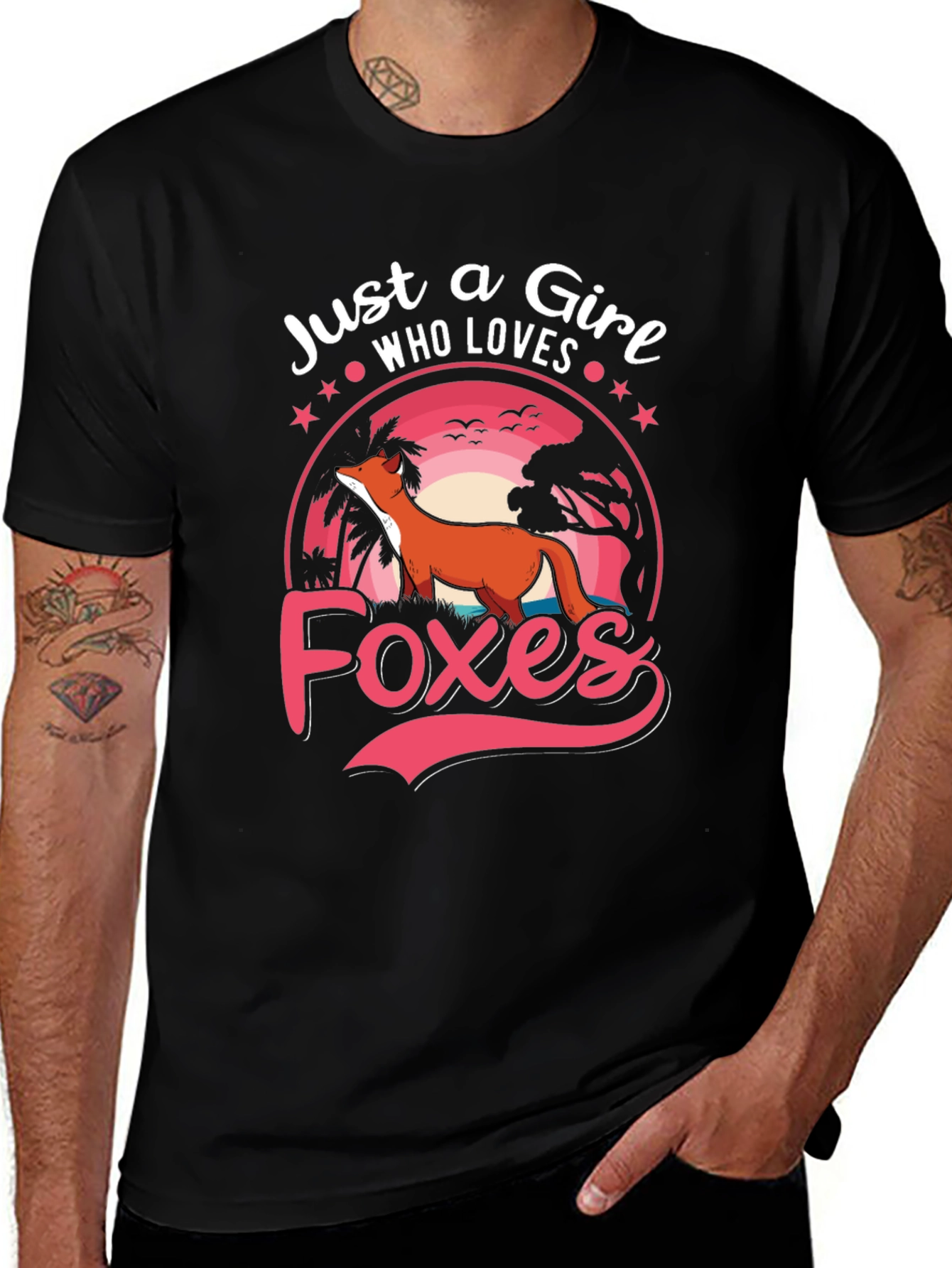 Just a Girl Who Loves Foxes Black Graphic T-Shirt