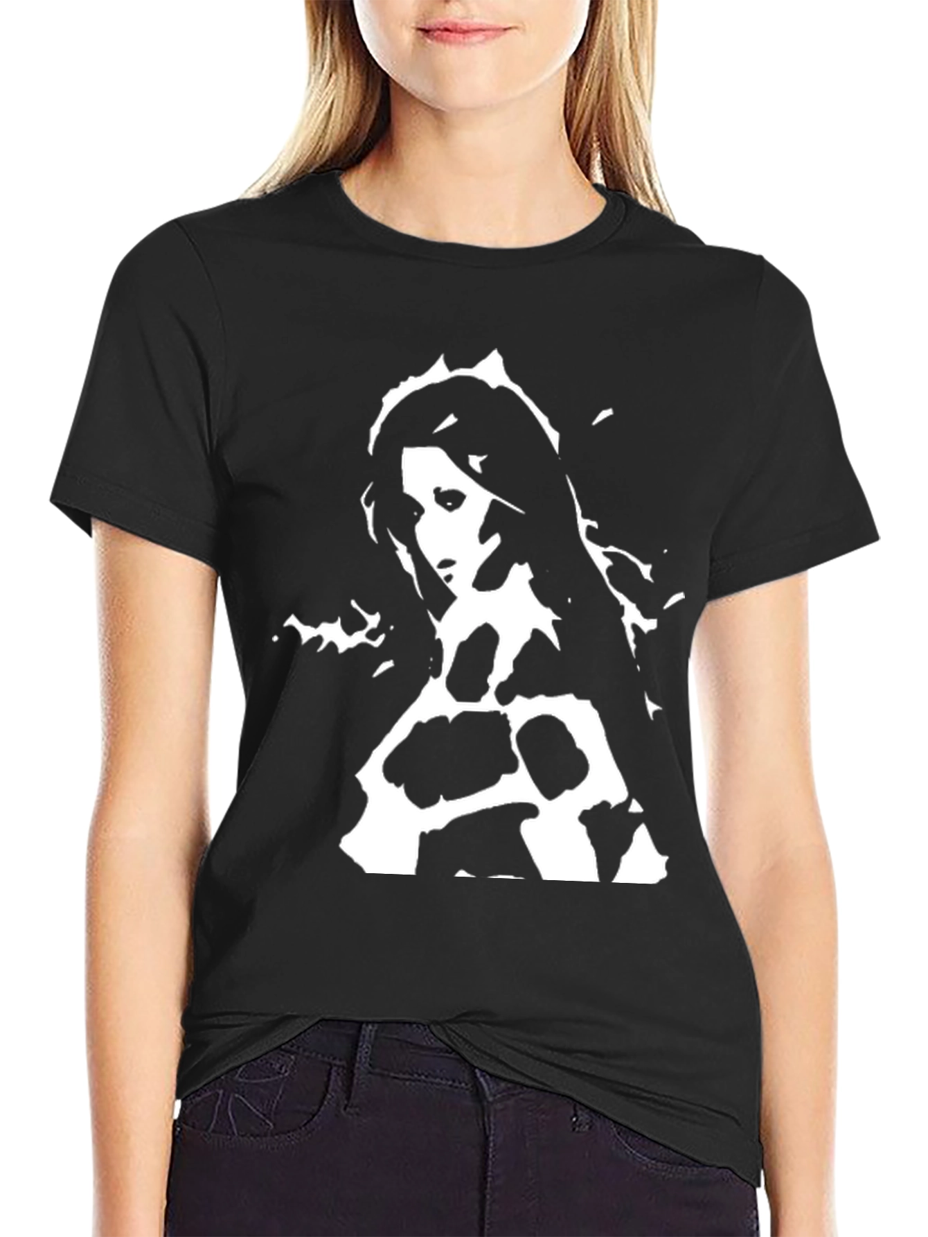 Abstract Girl Black T-Shirt