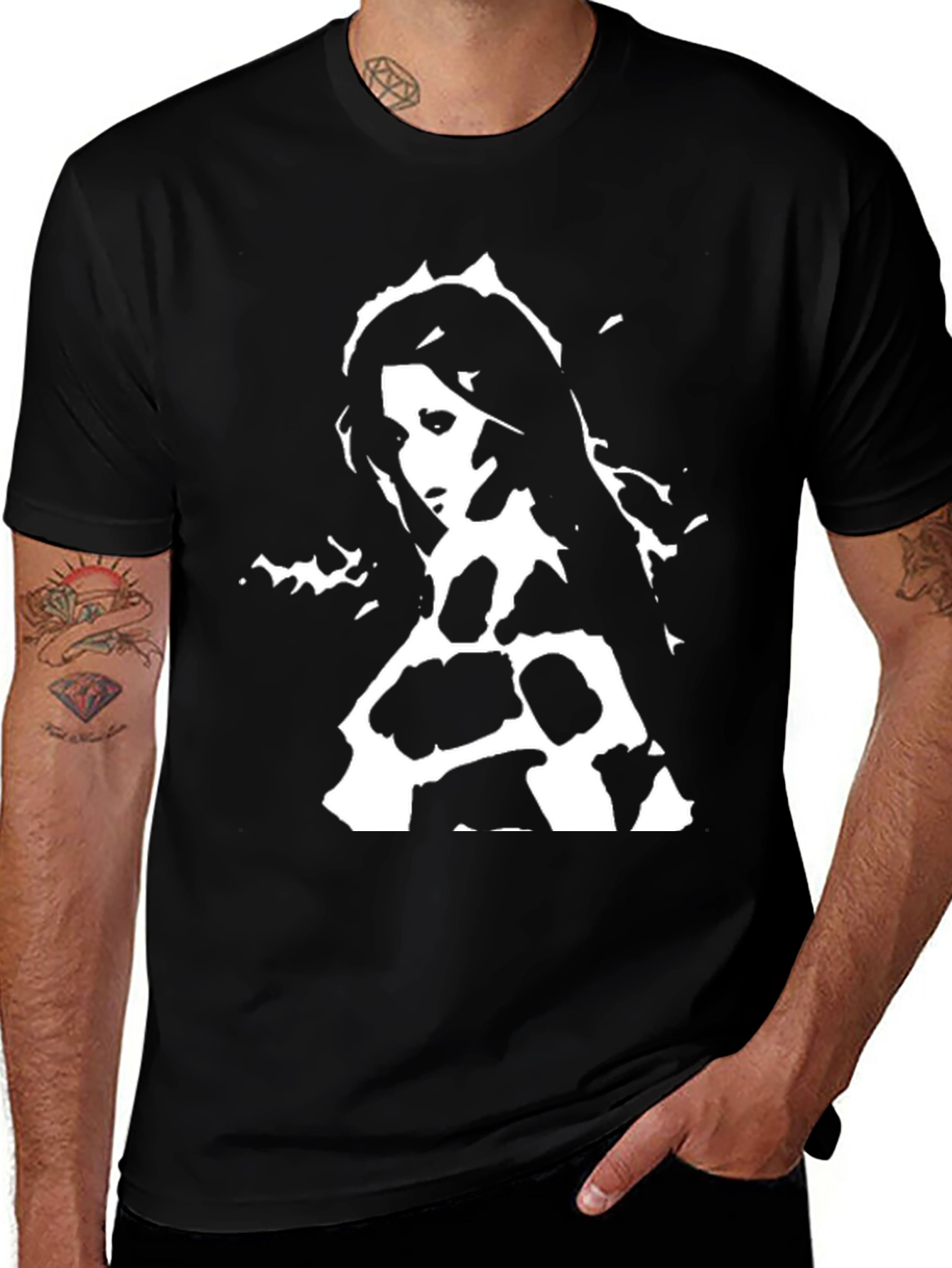Abstract Girl Black T-Shirt