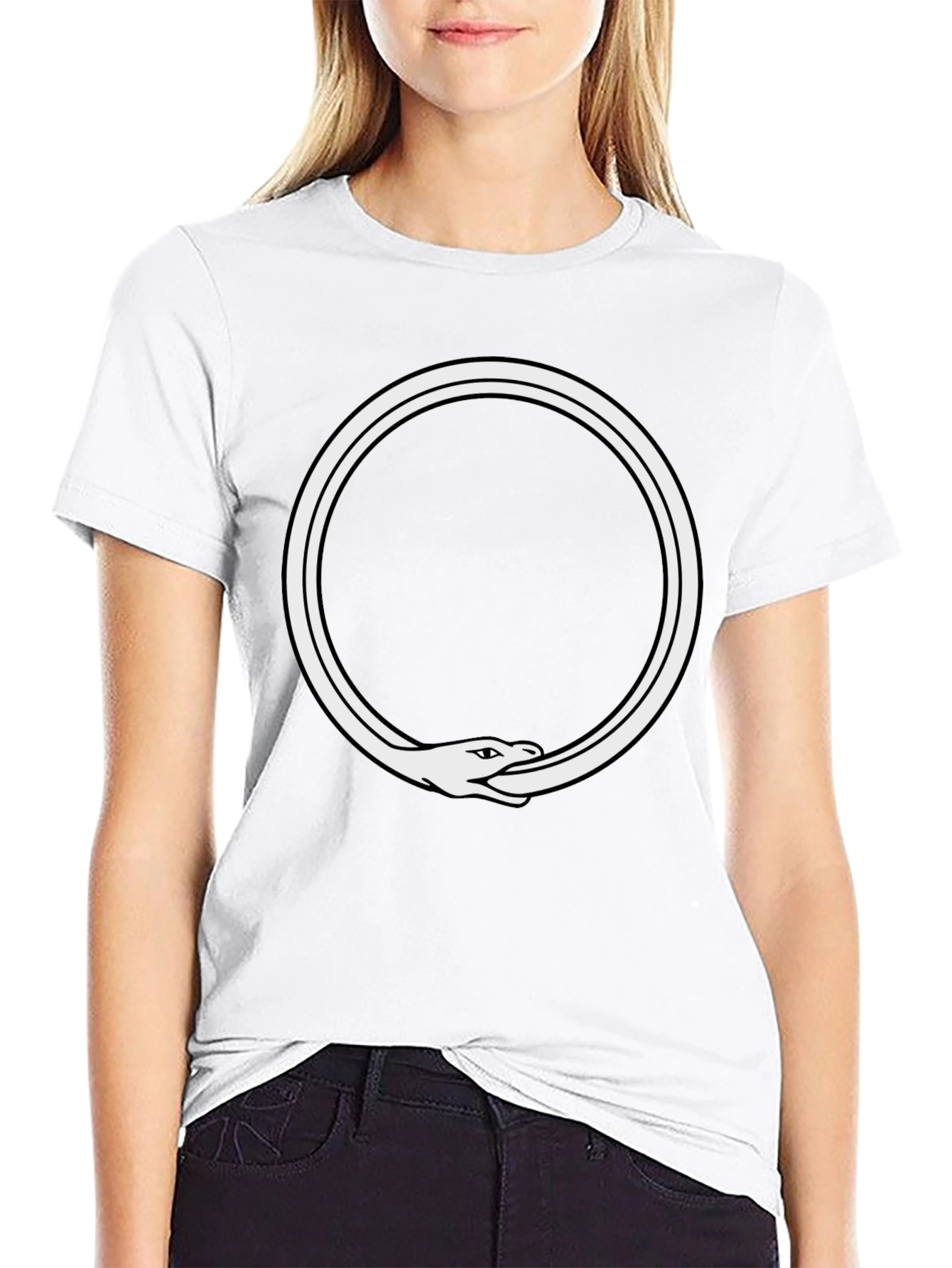 Ouroboros Snake Eating Tail Graphic Tee - Black