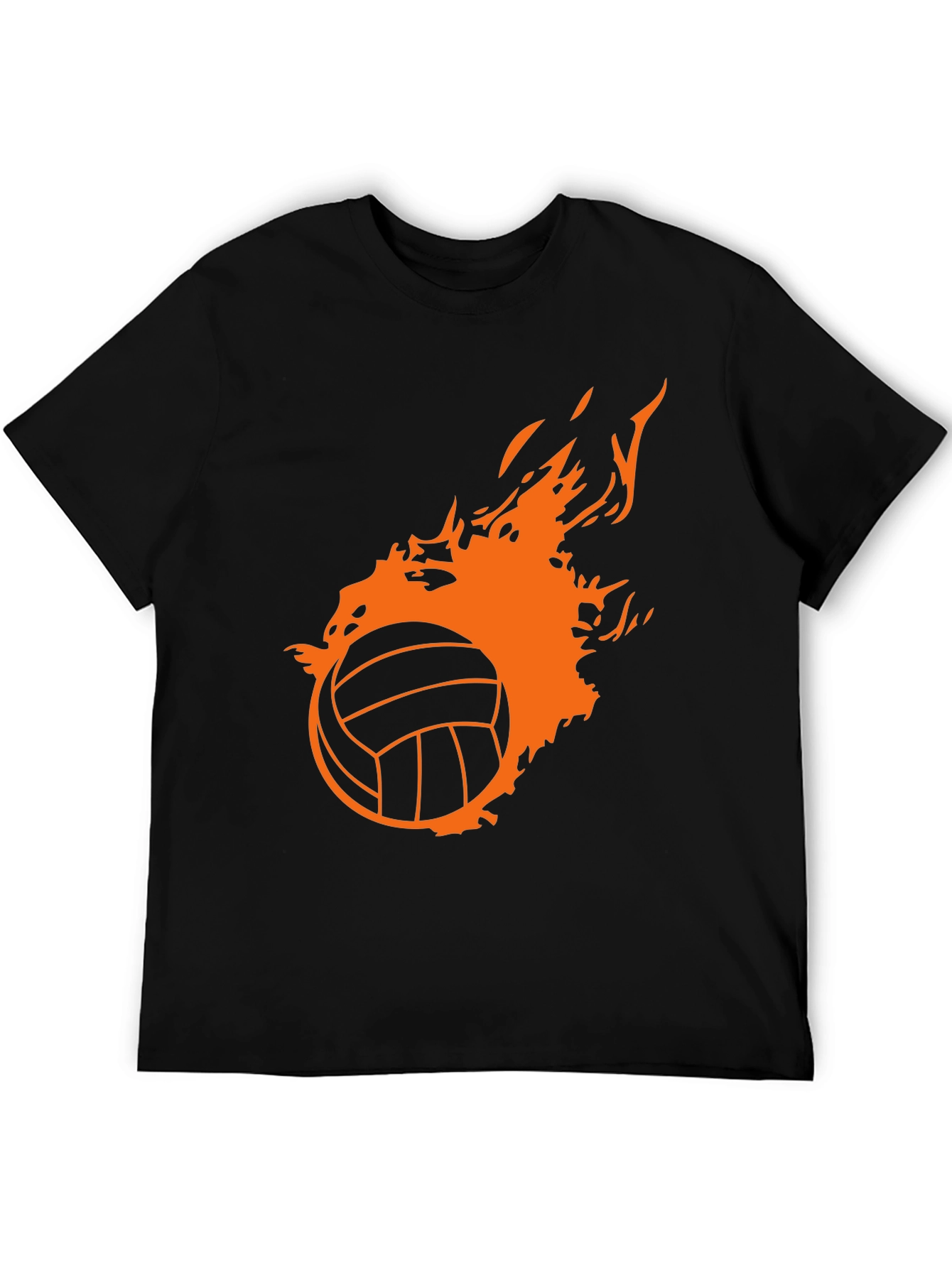 Fiery Volleyball Graphic Tee - Black