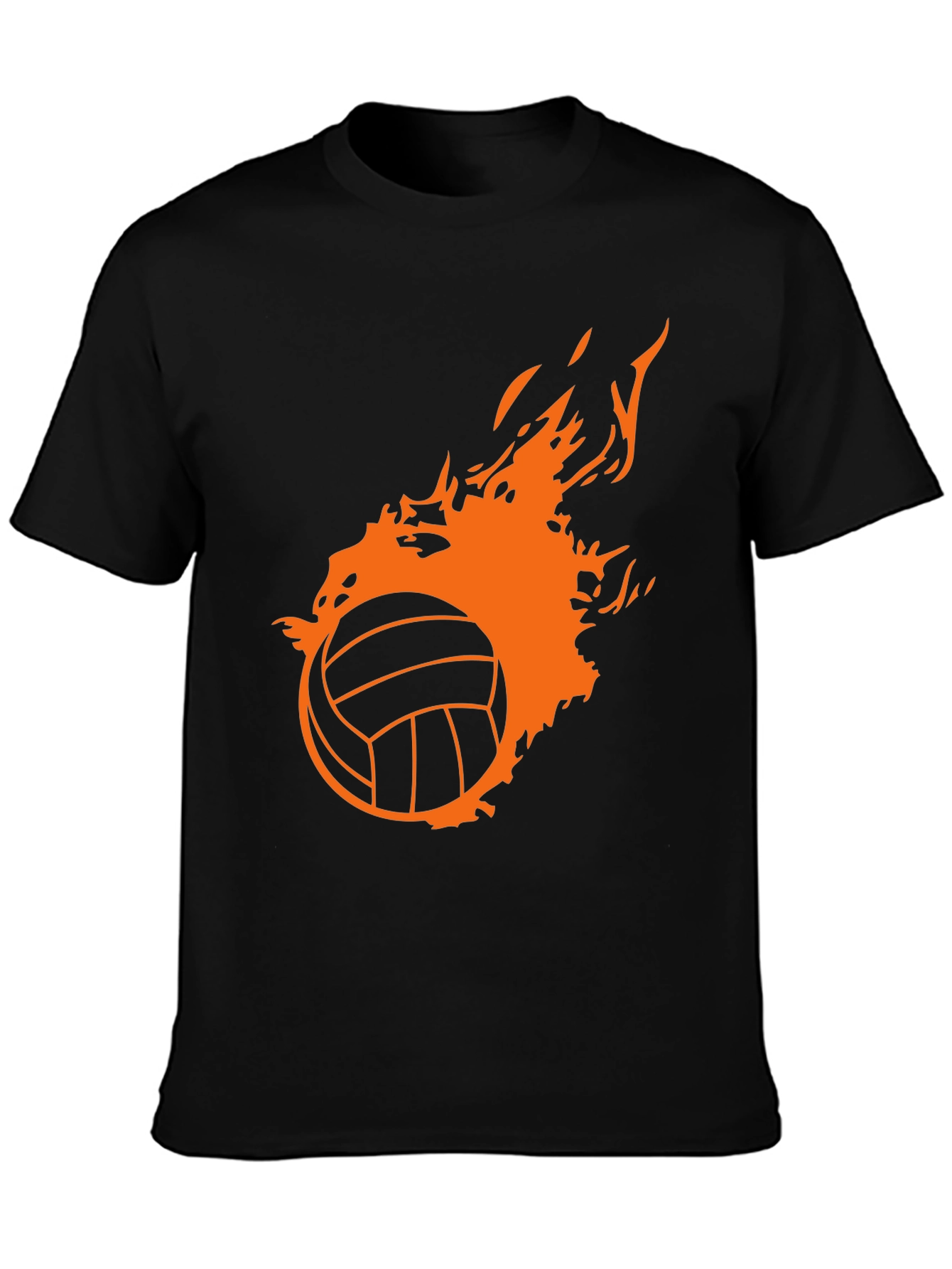 Fiery Volleyball Graphic Tee - Black