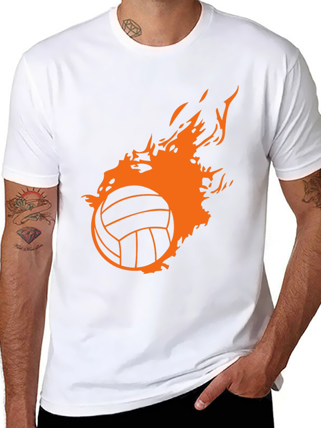 Fiery Volleyball Graphic Tee - Black