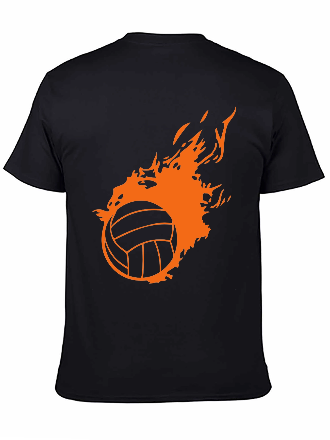 Fiery Volleyball Graphic Tee - Black