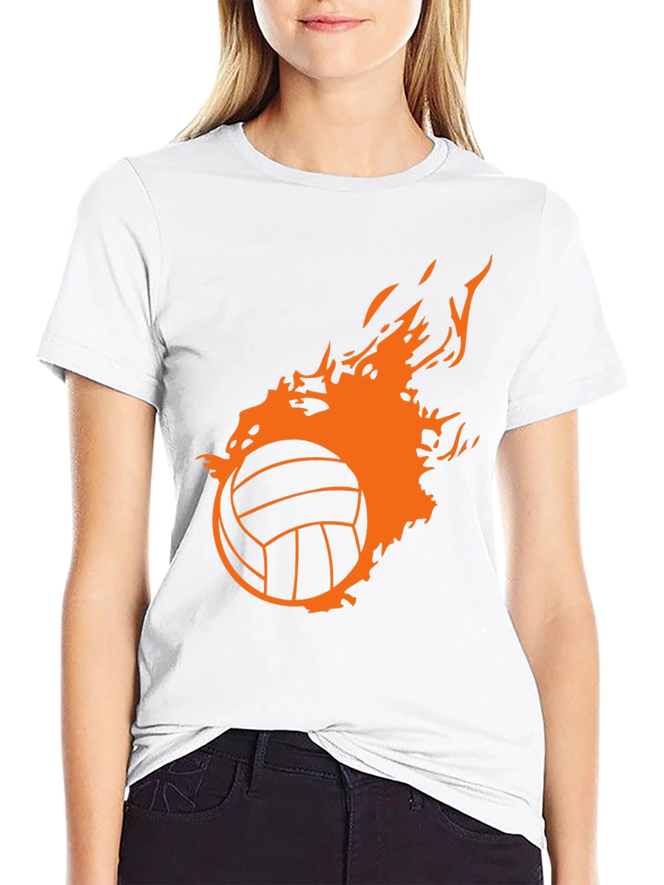 Fiery Volleyball Graphic Tee - Black