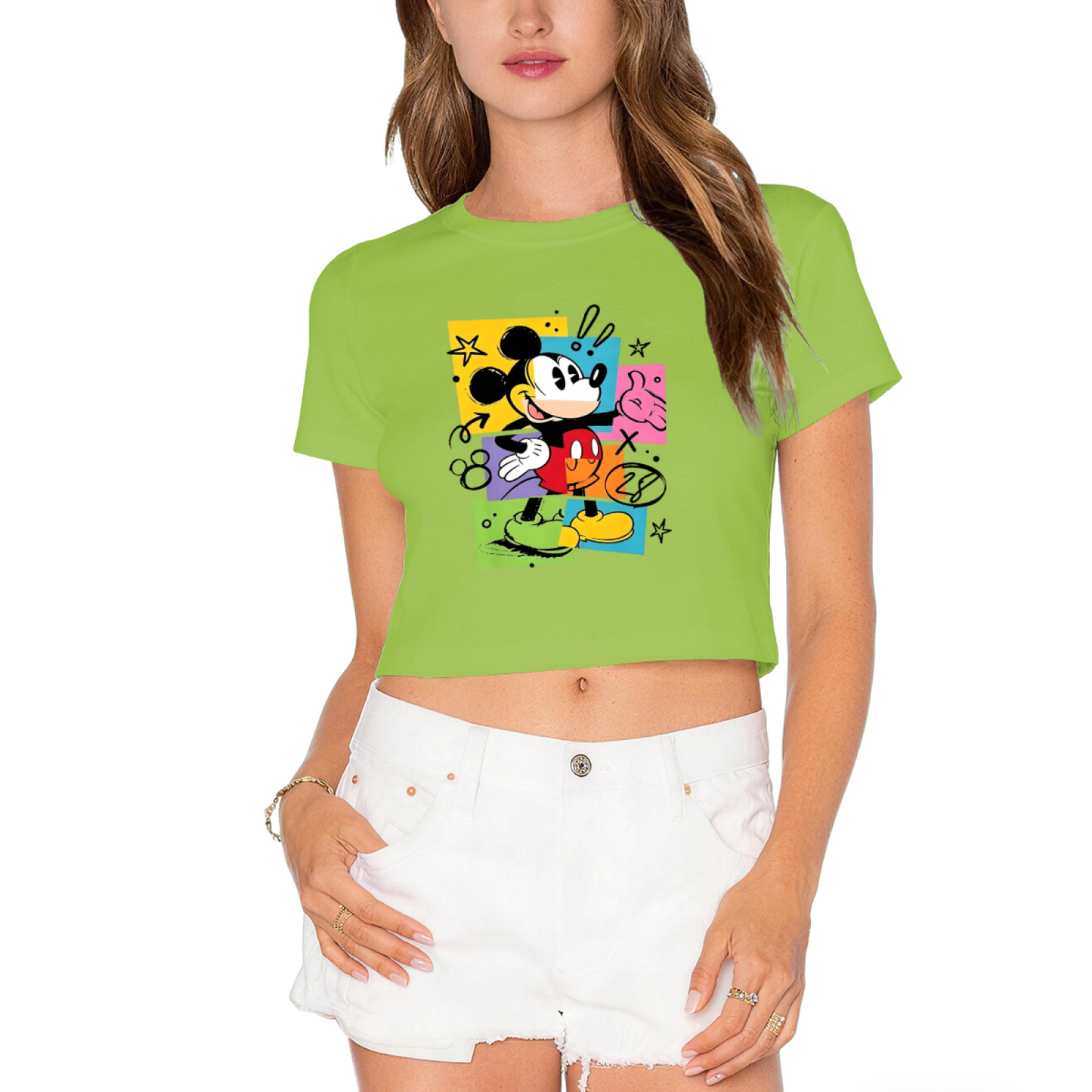 Retro Pop?Art Mickey Mouse Stylish Women Crop Top
