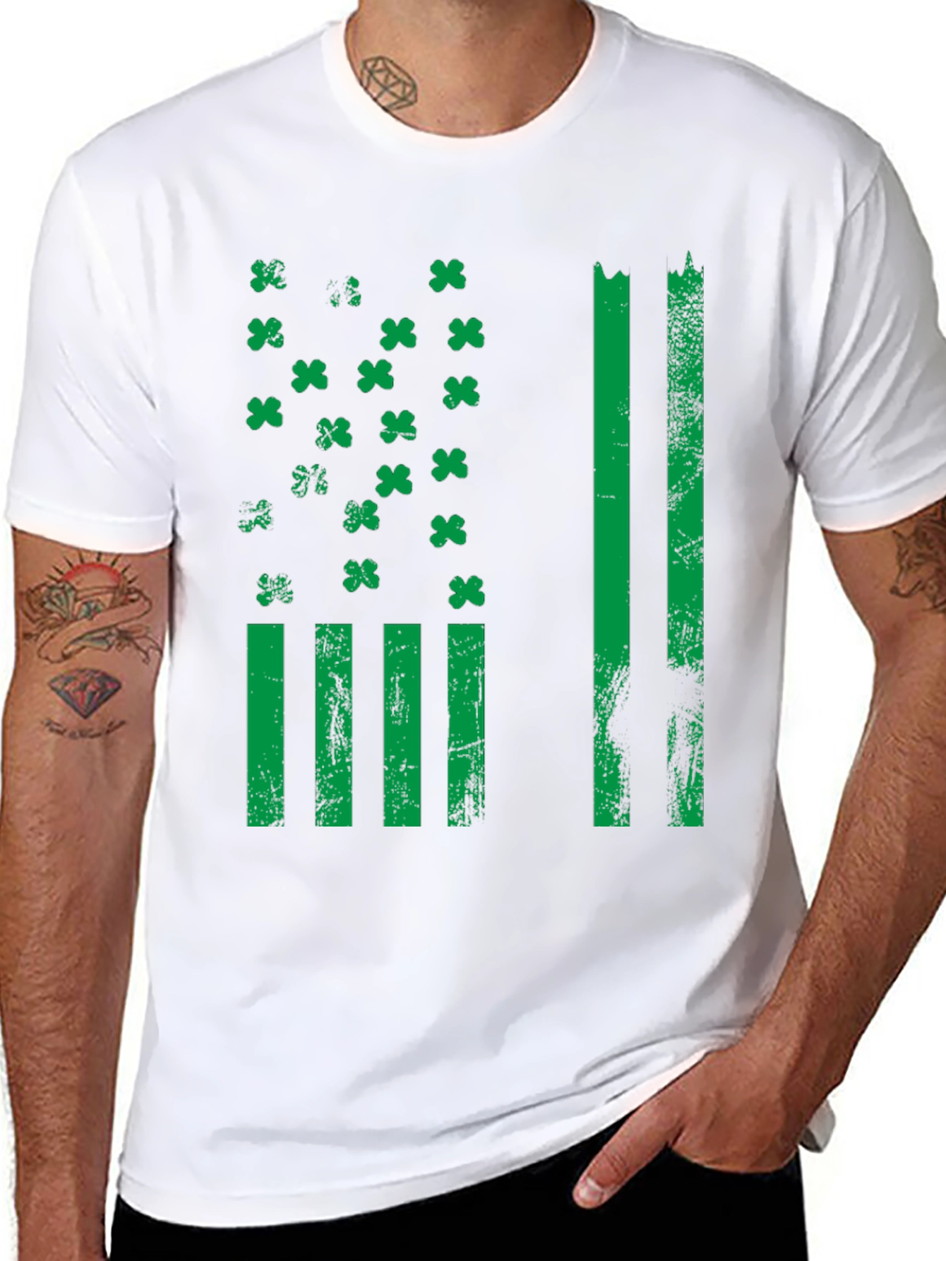 St. Patricks Day American Flag Shamrock T-Shirt