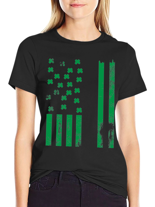 St. Patricks Day American Flag Shamrock T-Shirt