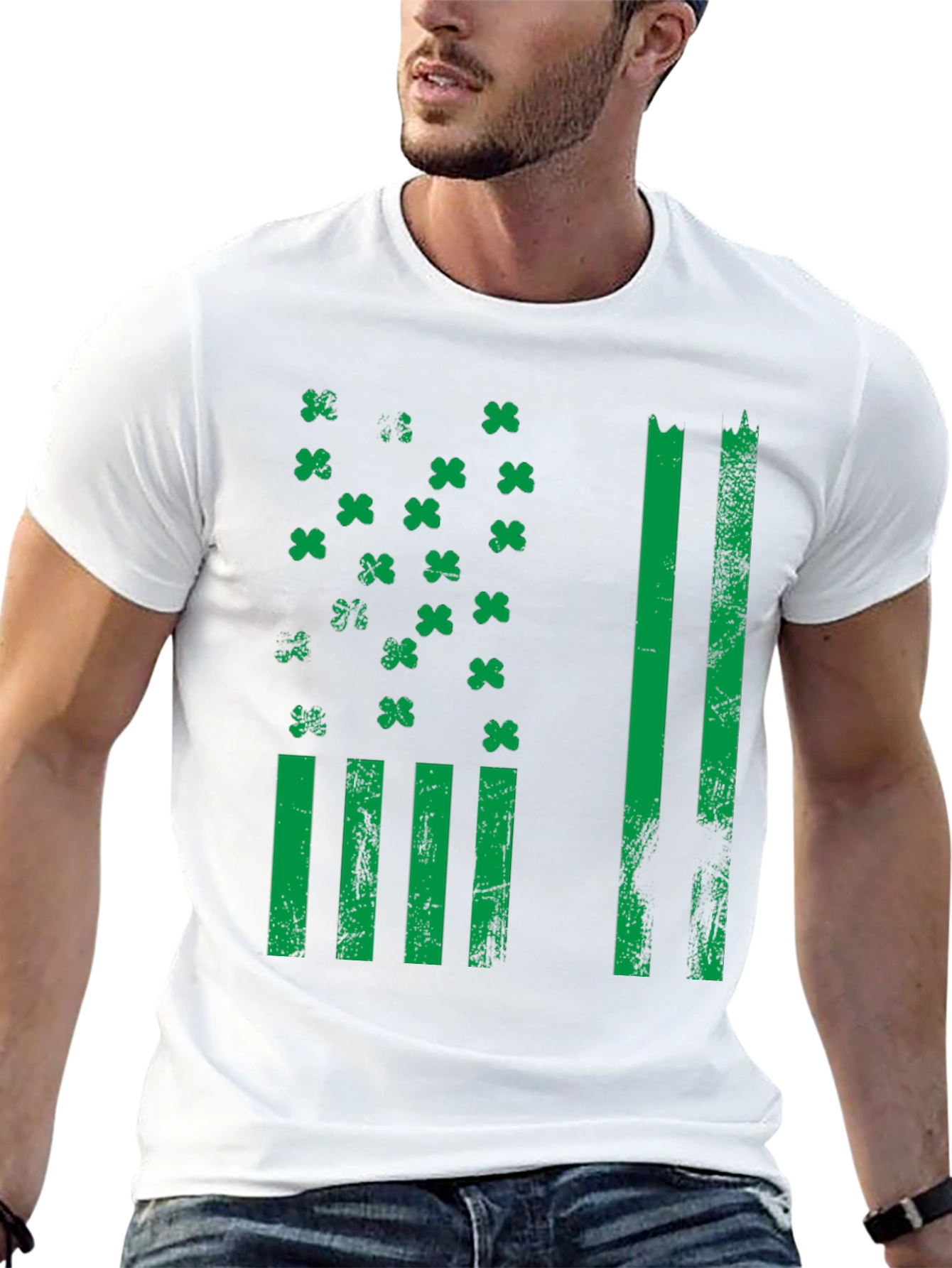 St. Patricks Day American Flag Shamrock T-Shirt