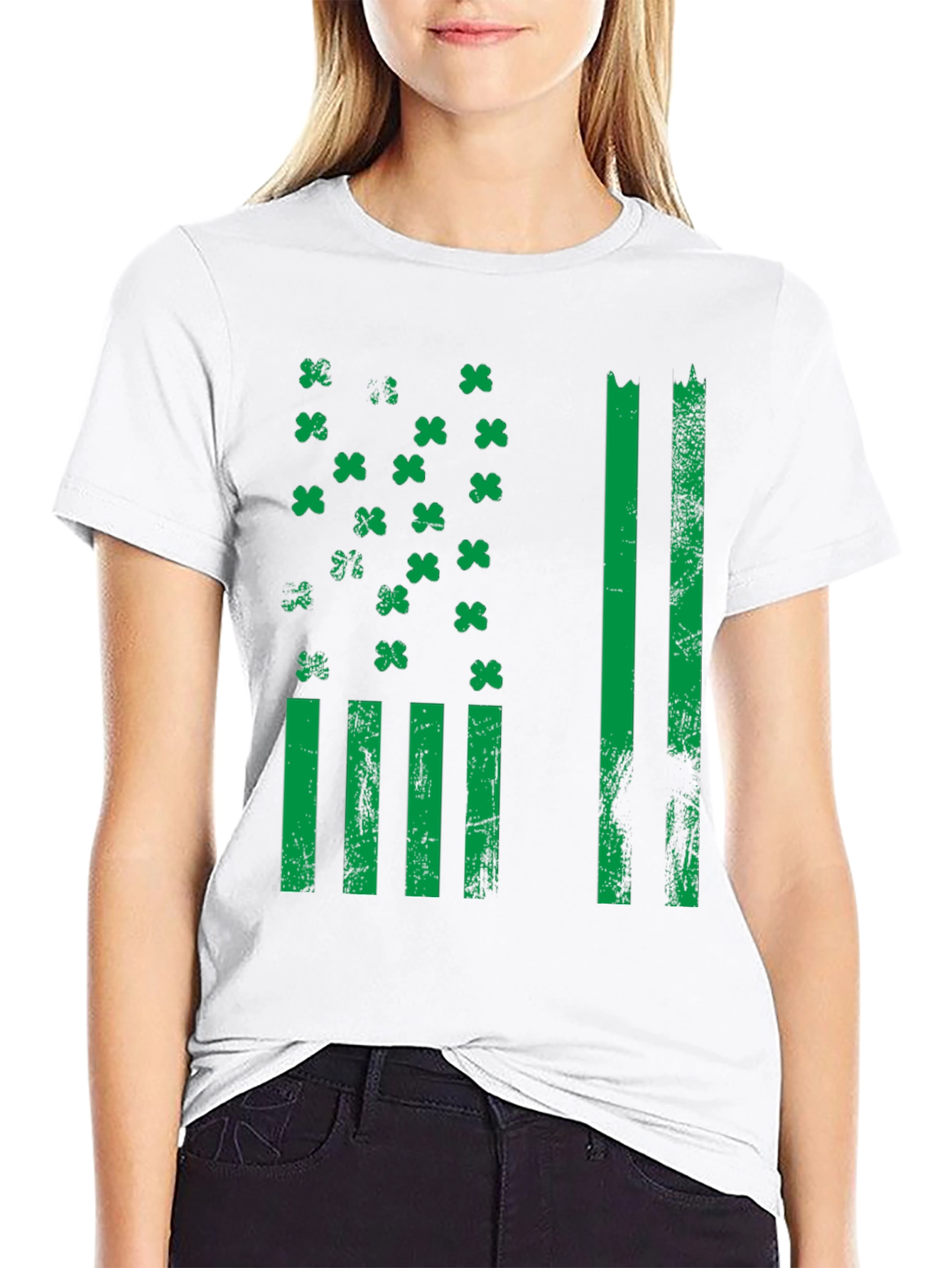 St. Patricks Day American Flag Shamrock T-Shirt