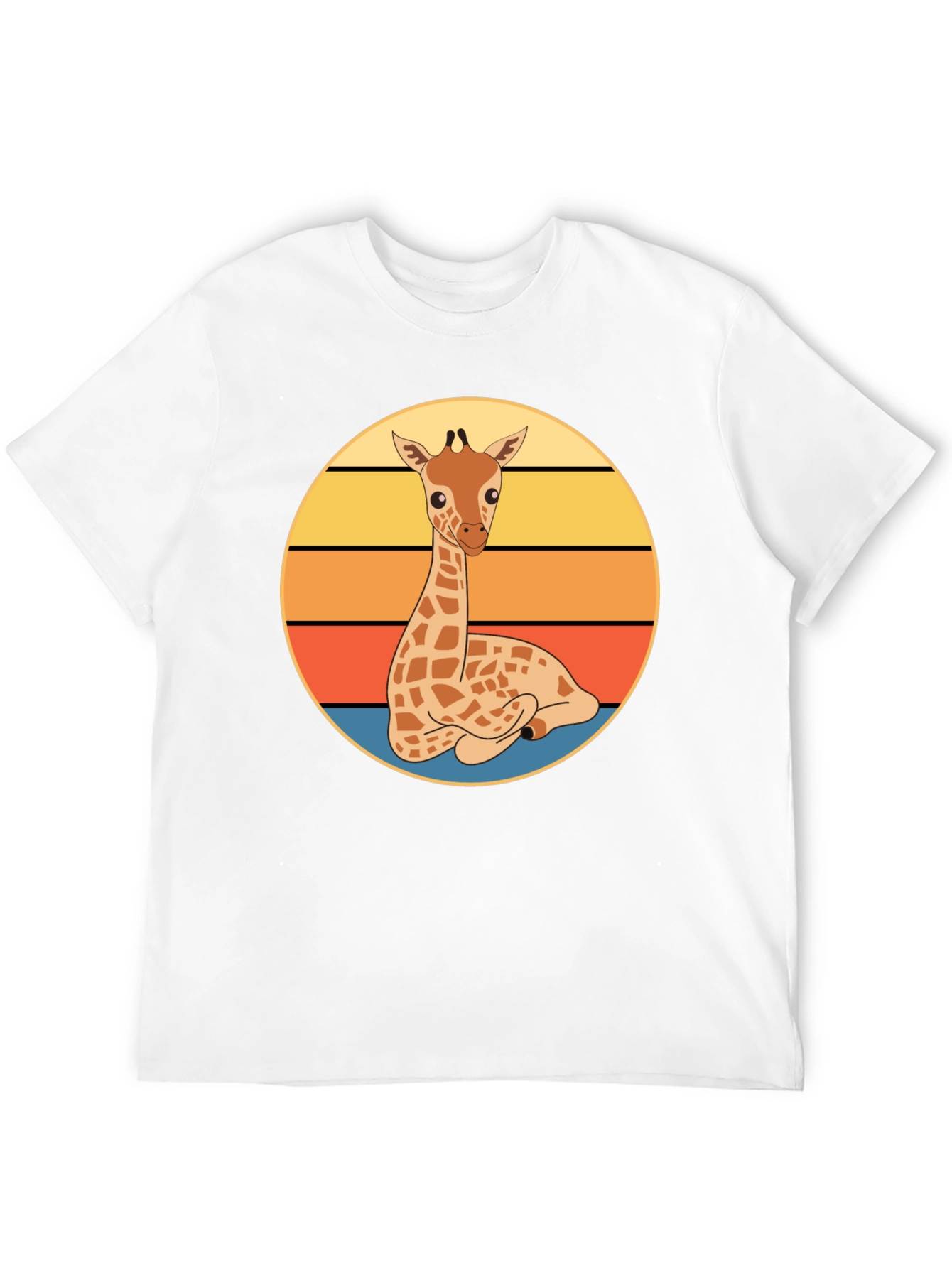 Giraffe Sunset Graphic Tee - Cute Cartoon Design
