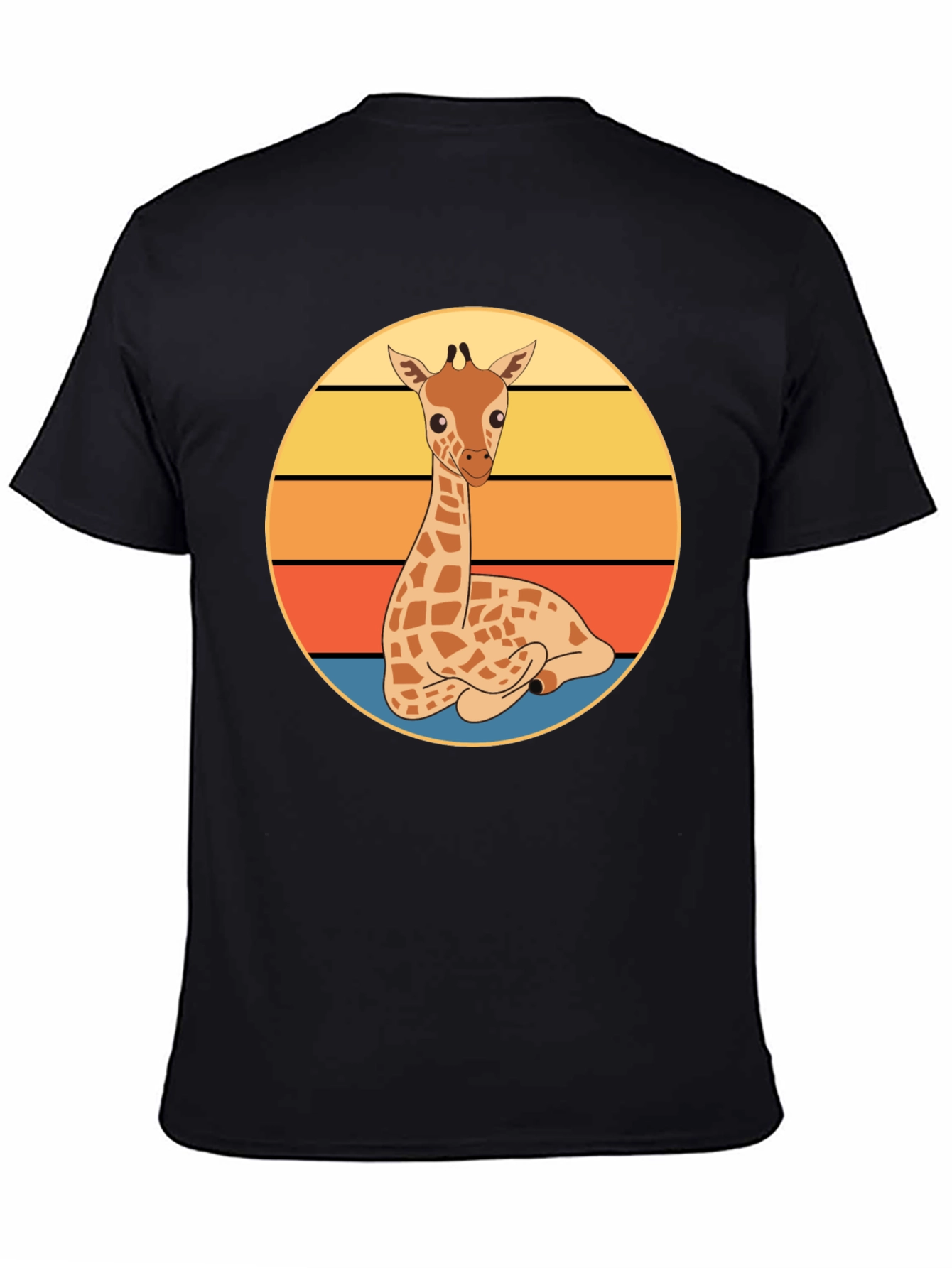 Giraffe Sunset Graphic Tee - Cute Cartoon Design