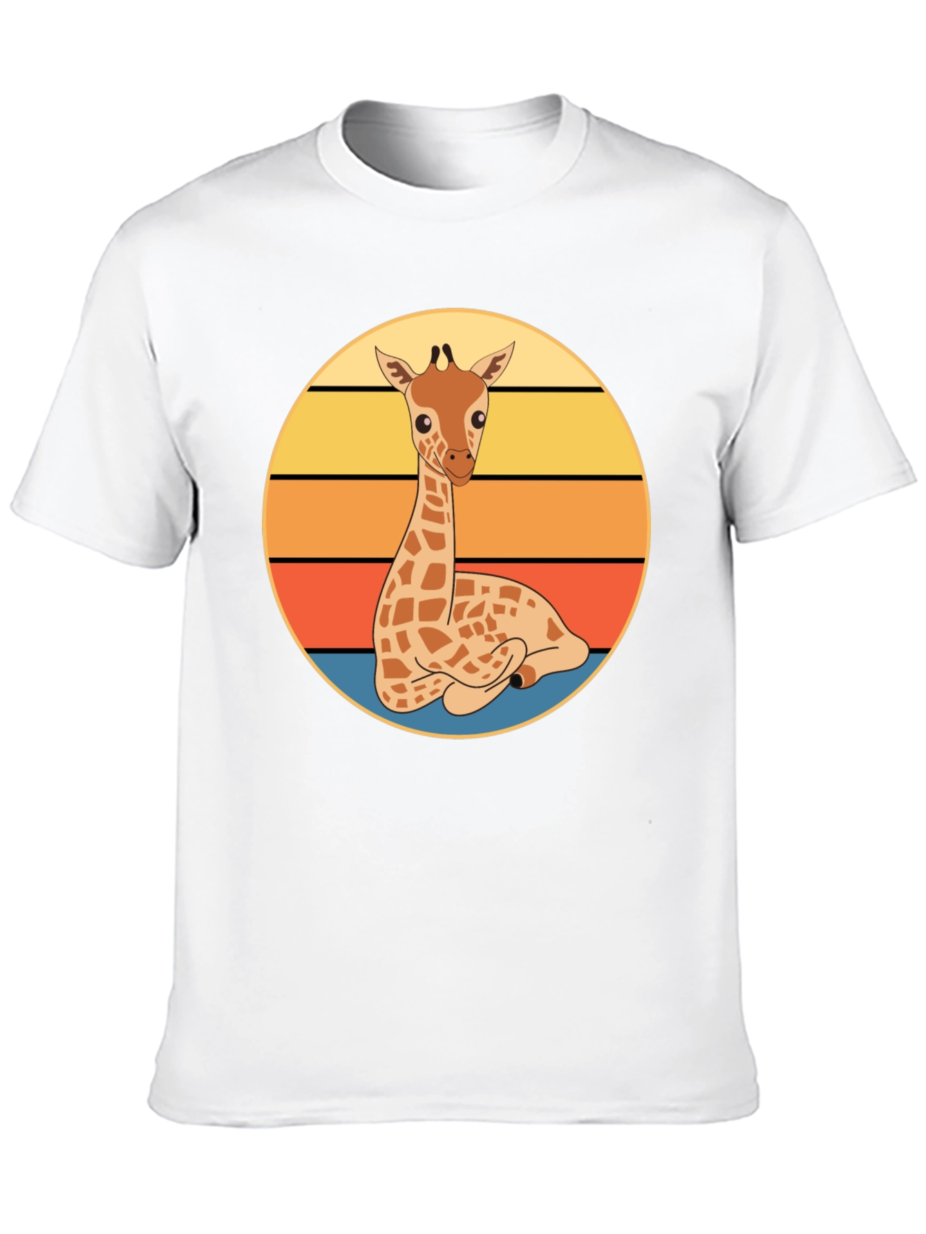 Giraffe Sunset Graphic Tee - Cute Cartoon Design