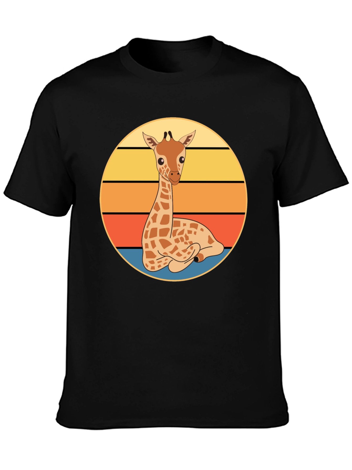 Giraffe Sunset Graphic Tee - Cute Cartoon Design