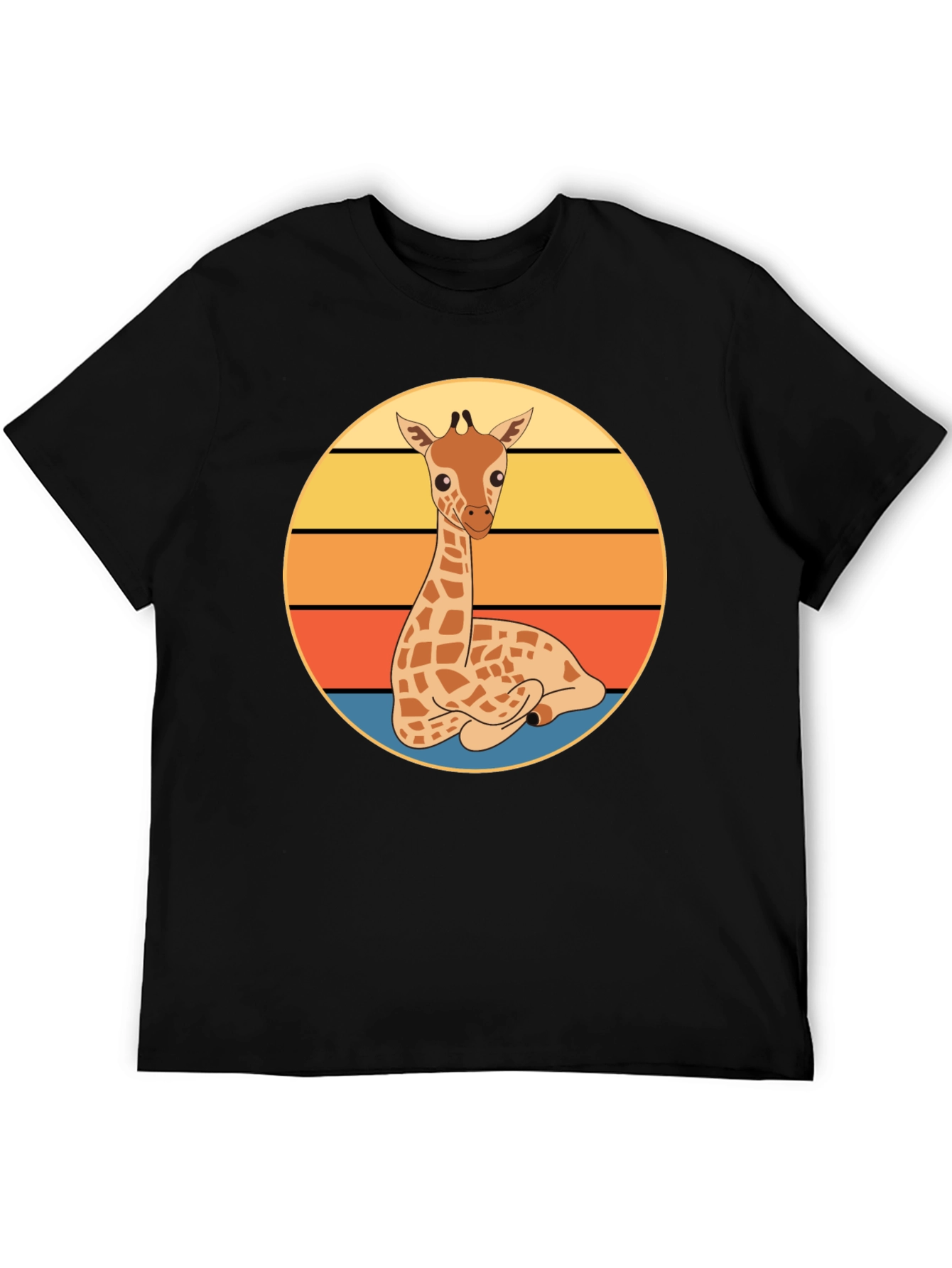 Giraffe Sunset Graphic Tee - Cute Cartoon Design