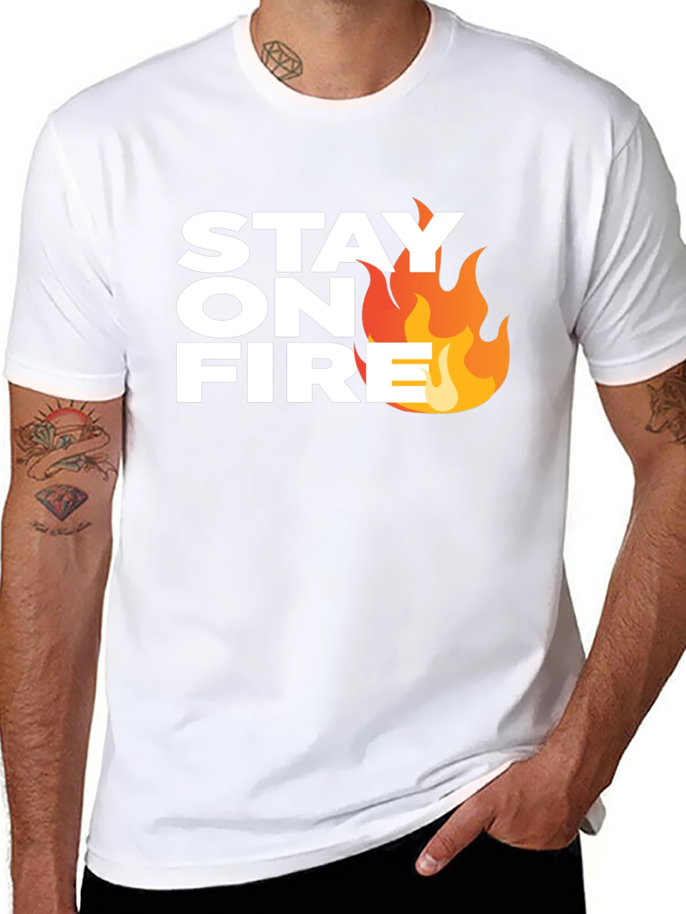 Stay On Fire Graphic Tee - Black Casual T-Shirt