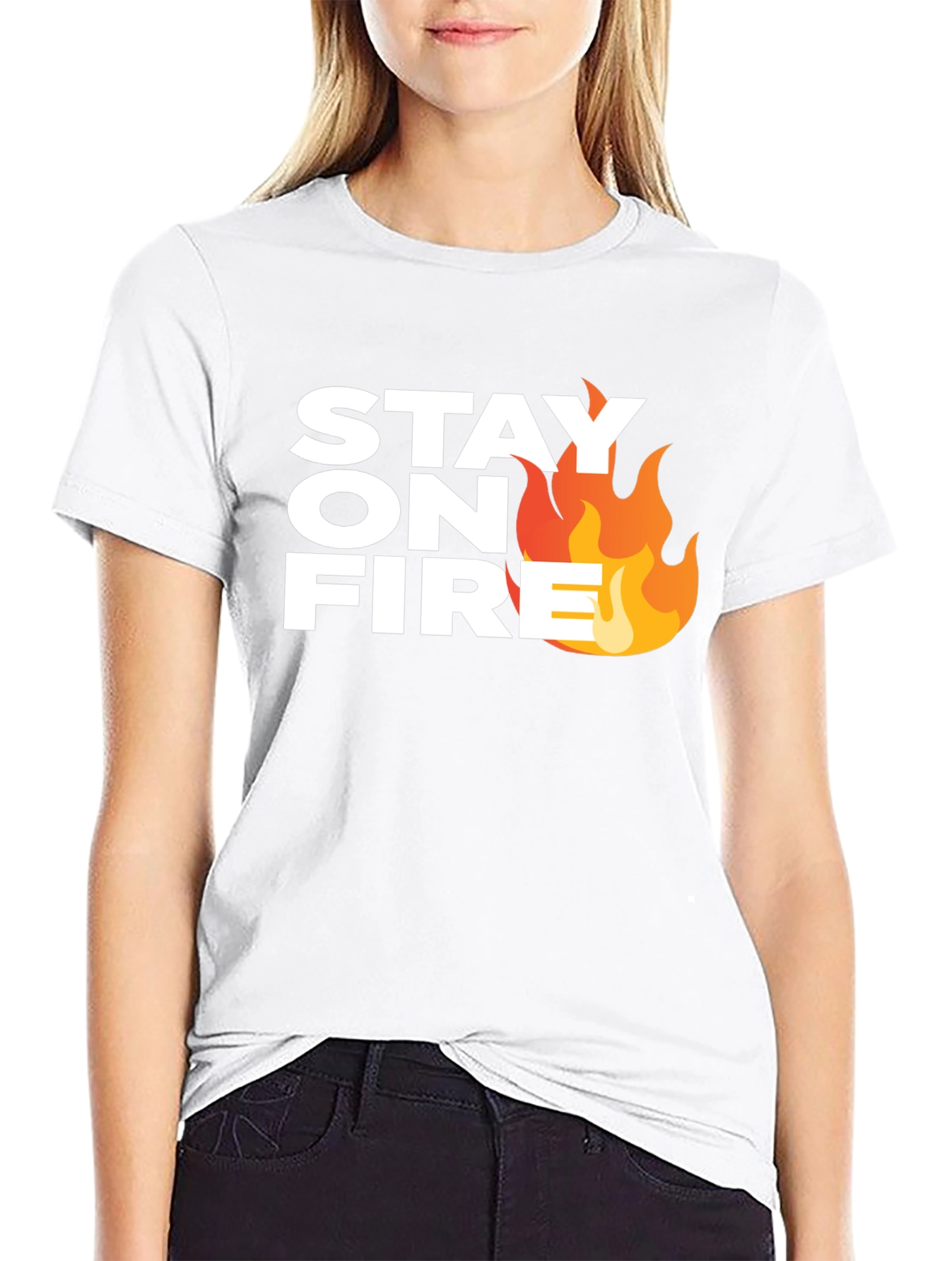 Stay On Fire Graphic Tee - Black Casual T-Shirt