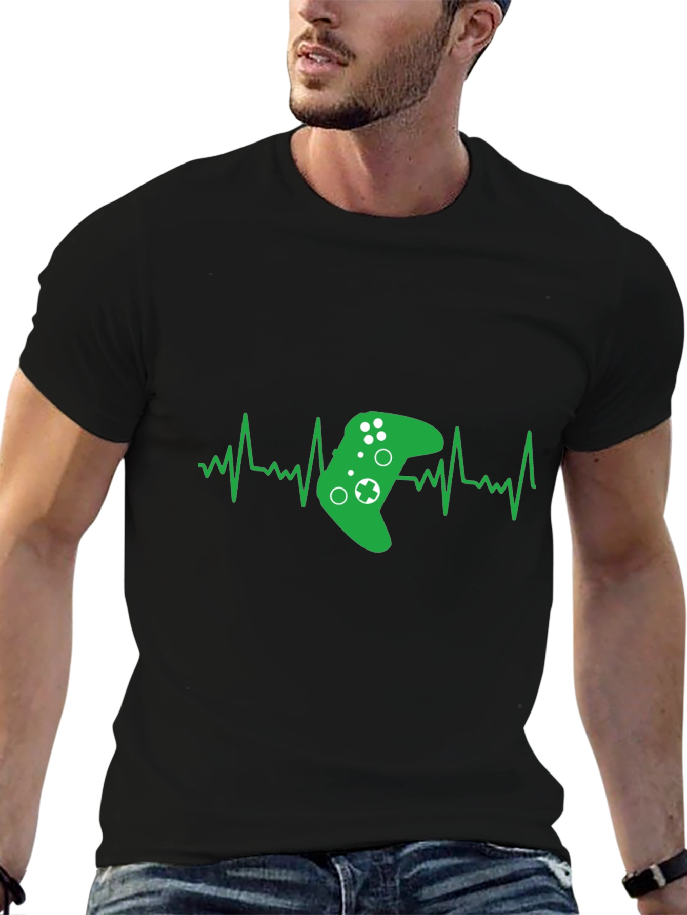 Gamer Heartbeat T-Shirt - Black Cotton Gaming Tee